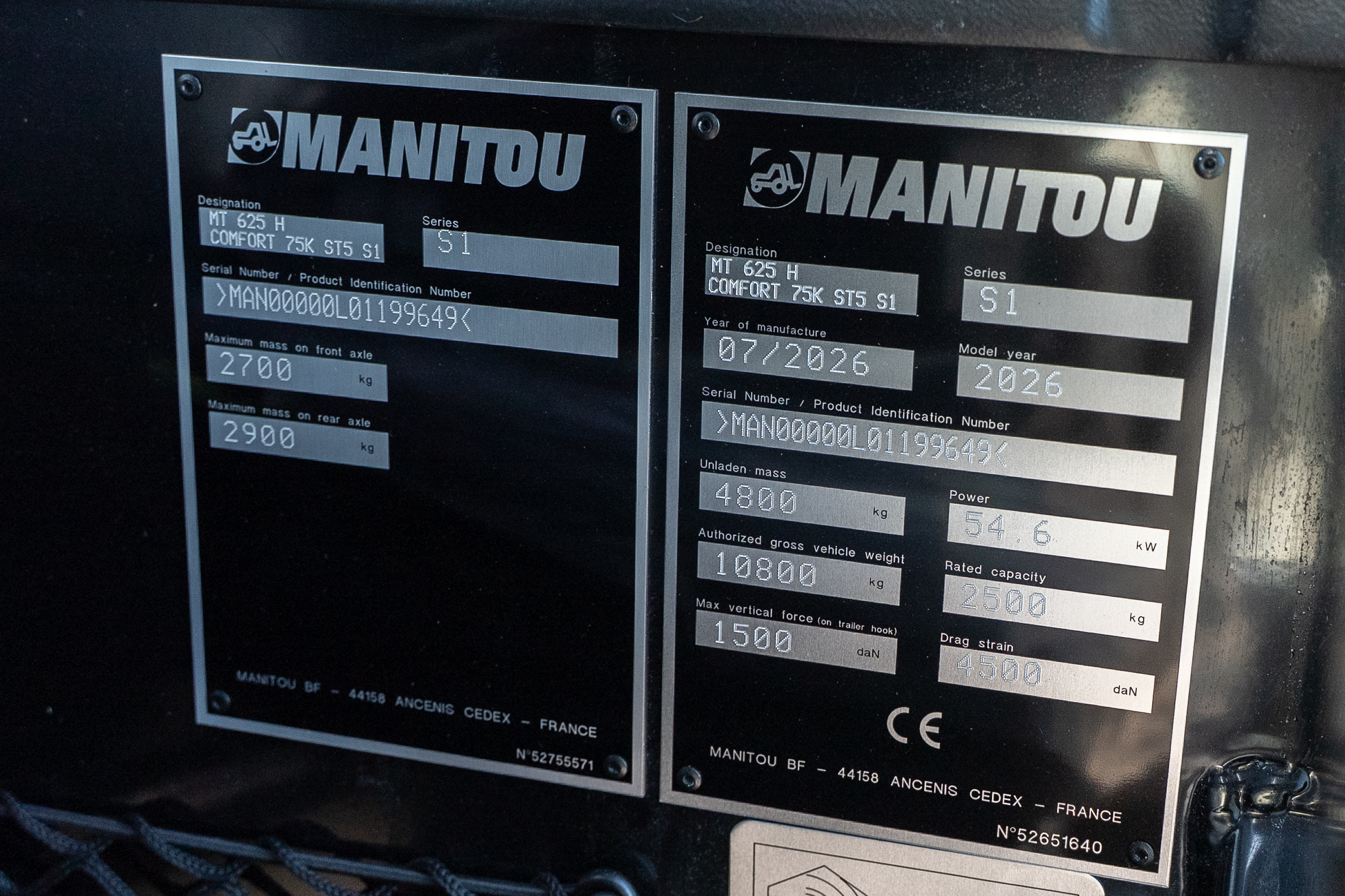 Manitou - Verreikers - MT 625 H COMFORT 75K ST5 S1 - Typeplaat