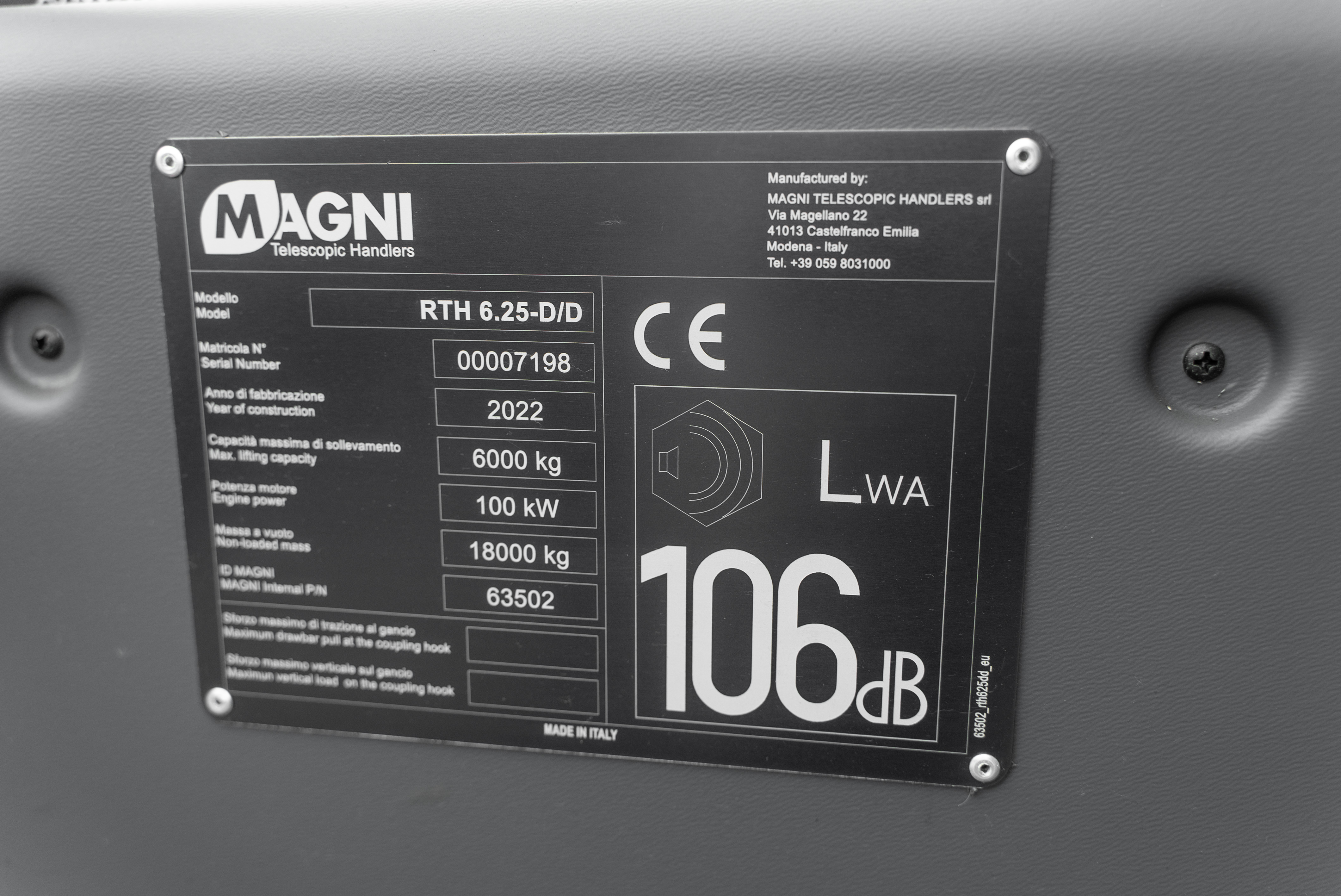 RTH 6.25 - Identification plate