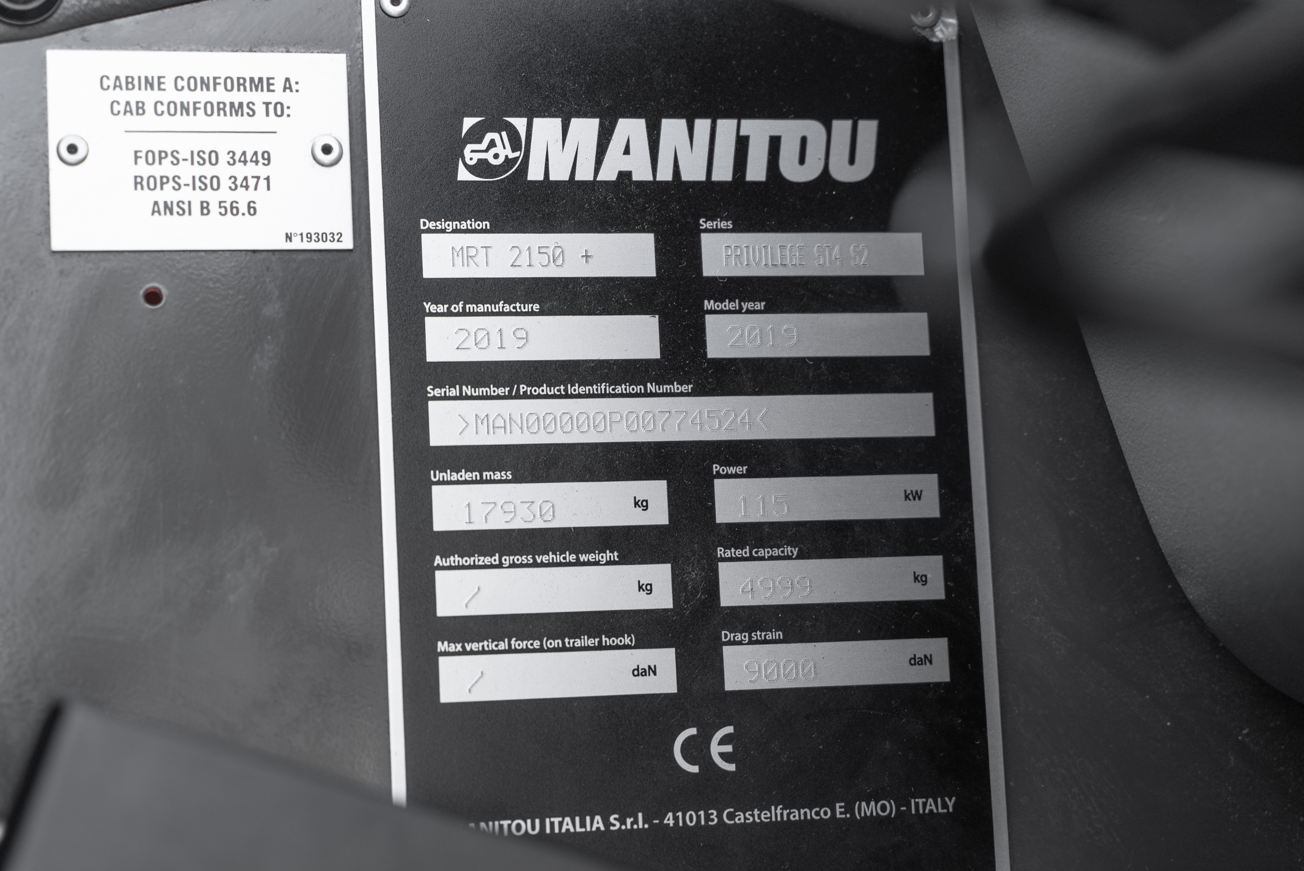 MRT 2150 PRIV+ ST4 S2 - Identification plate