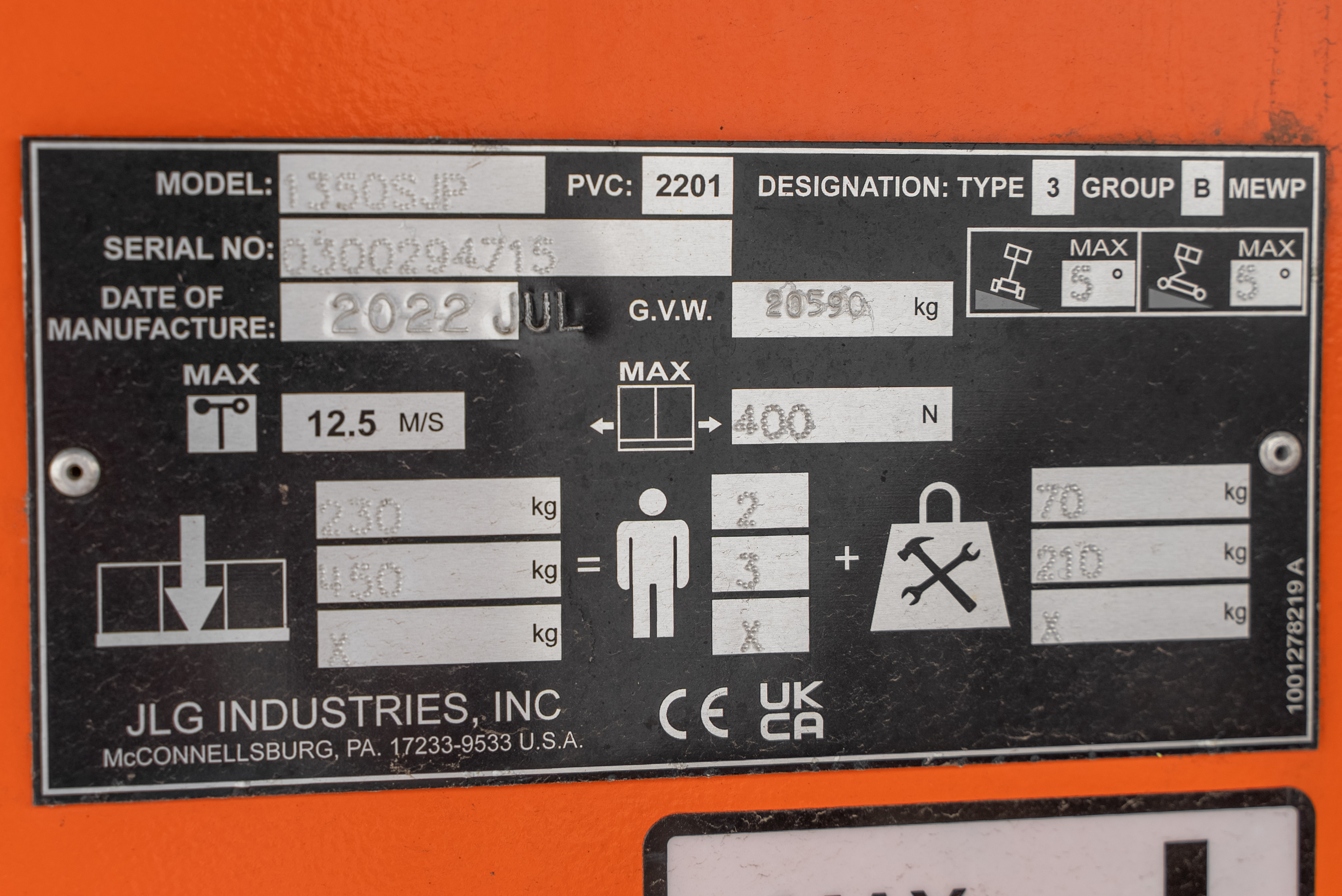 1350 SJP - Identification plate