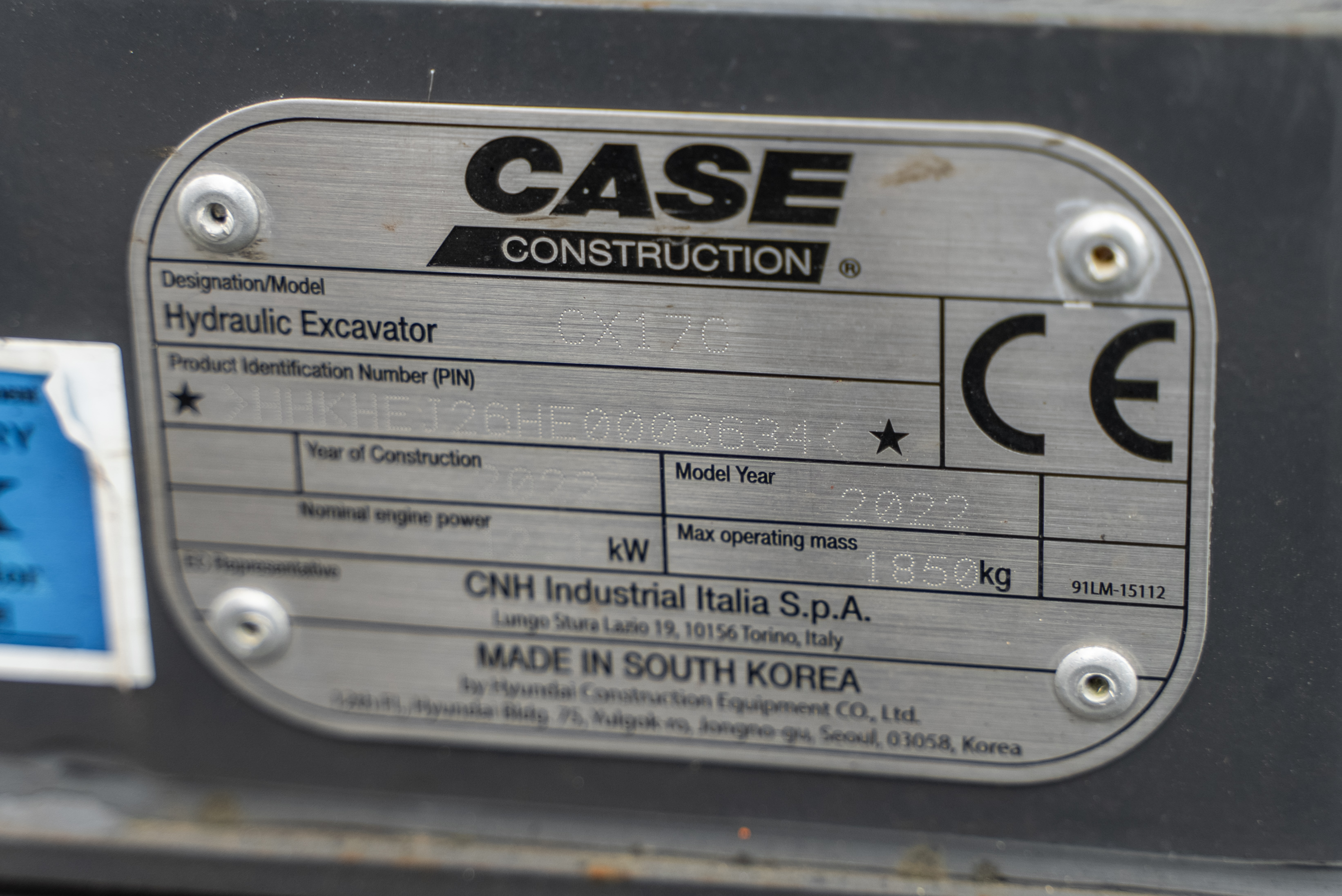 CX 17 C - Identification plate