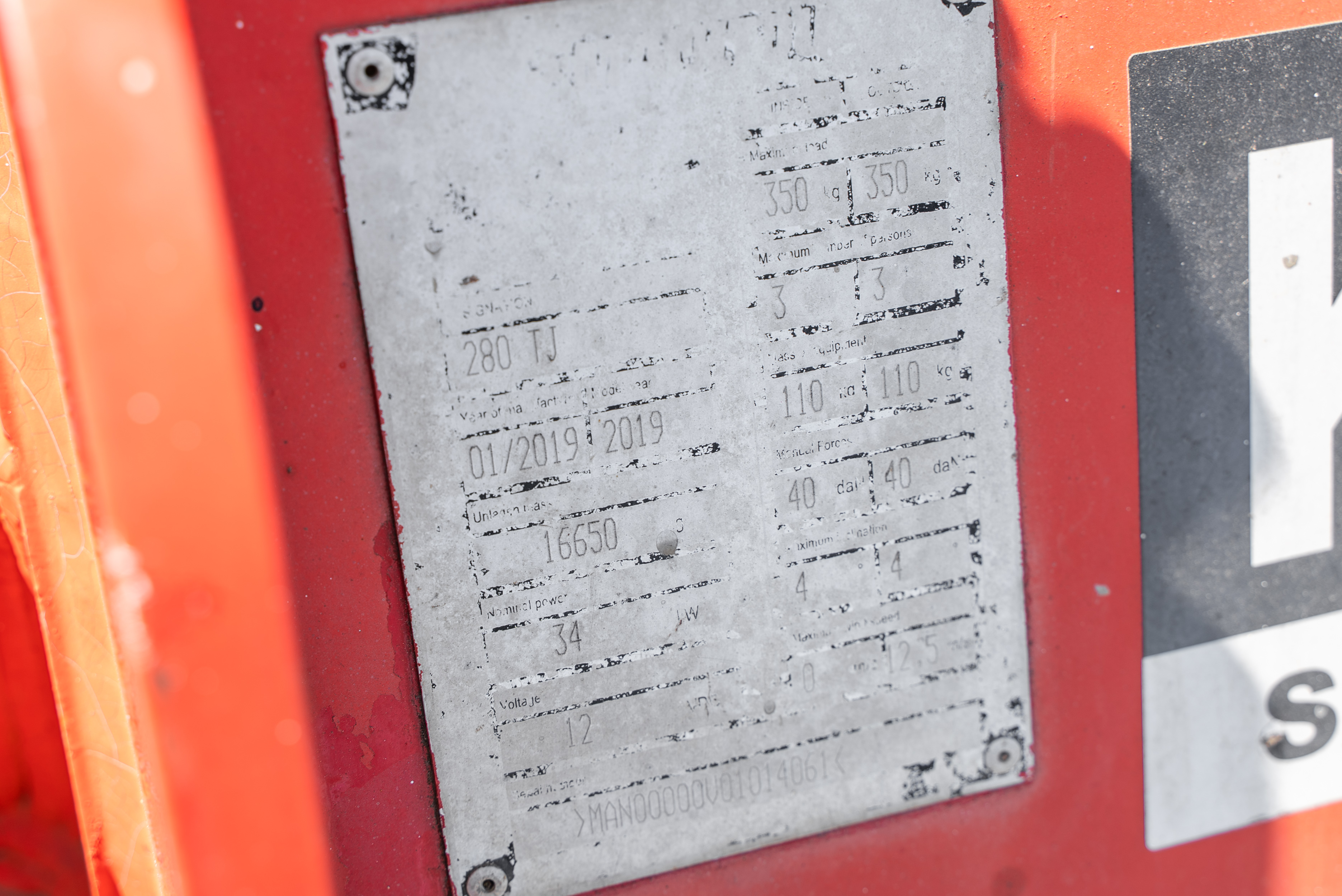 Manitou - Hoogwerkers - TJ 280 - Typeplaat