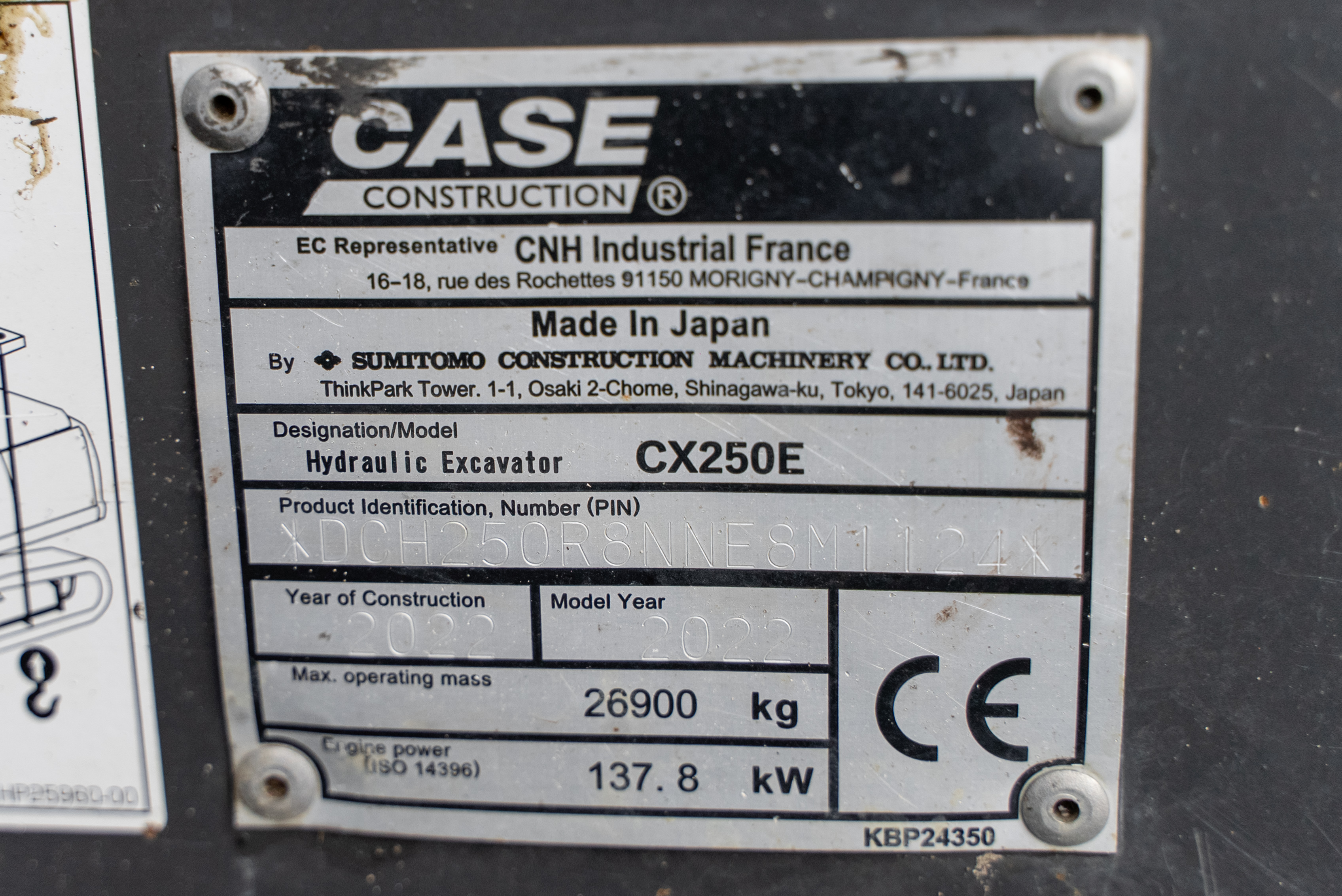 CX 250 E - Identification plate