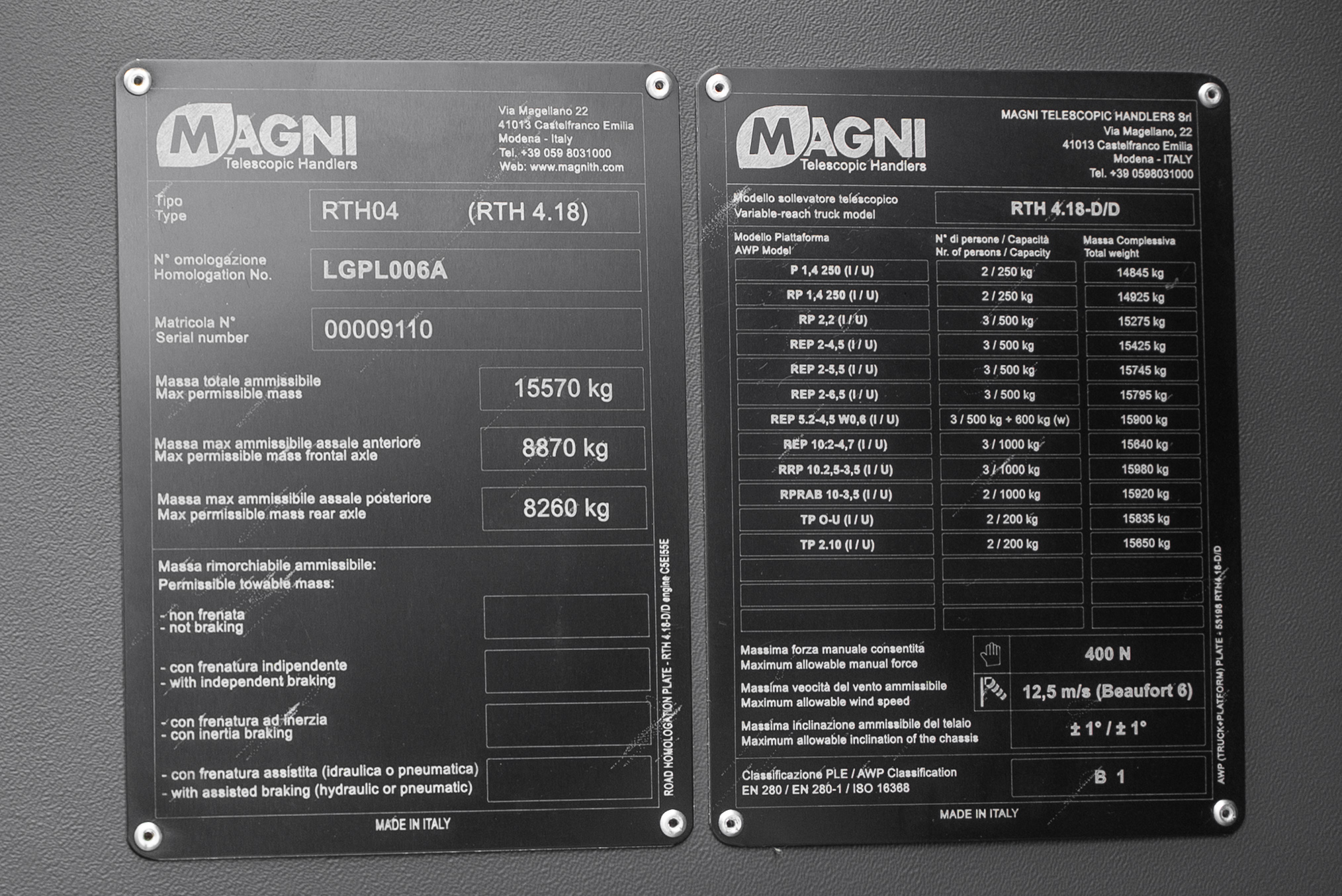 RTH 4.18 - Identification plate