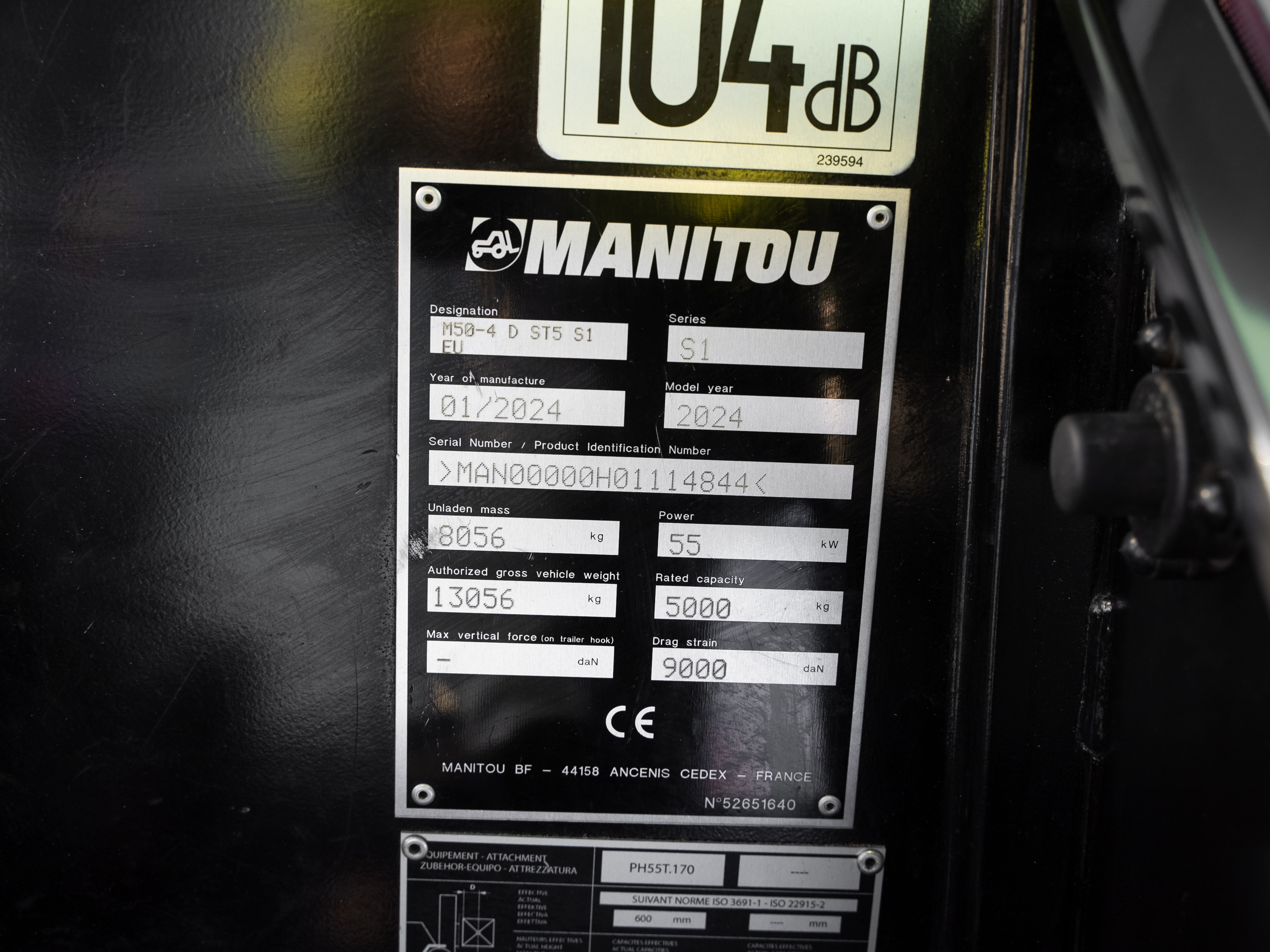 Manitou - Heftrucks - M 50-4 D ST5 S1 EU - Typeplaat