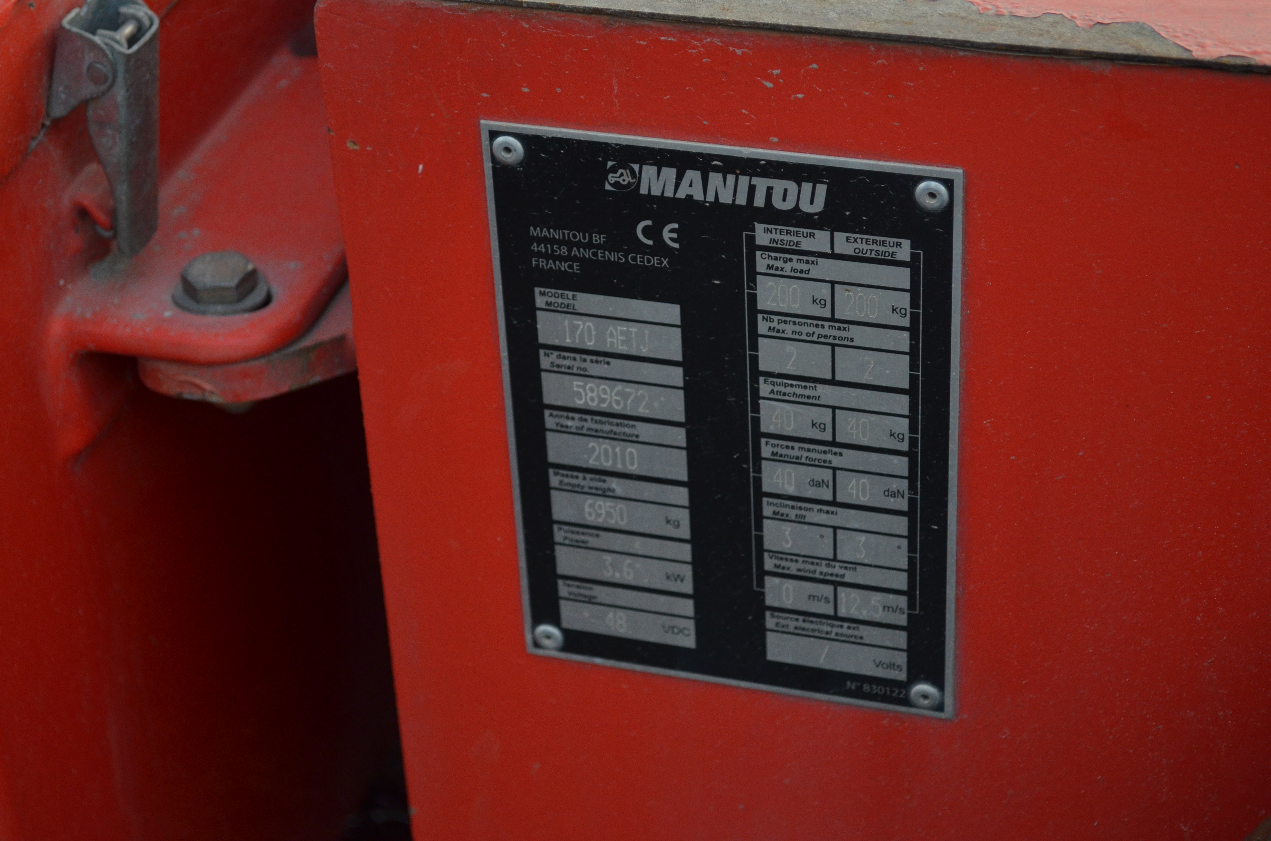 AETJL 170 - Identification plate