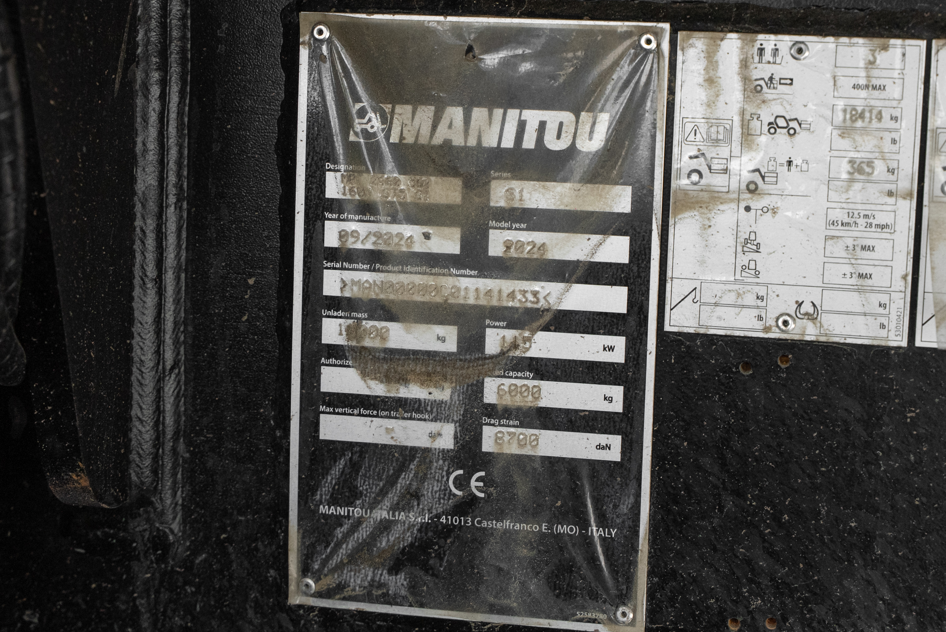 Manitou - Telehandlers - MRT 2660 360 160Y ST5 S1 - Identification plate