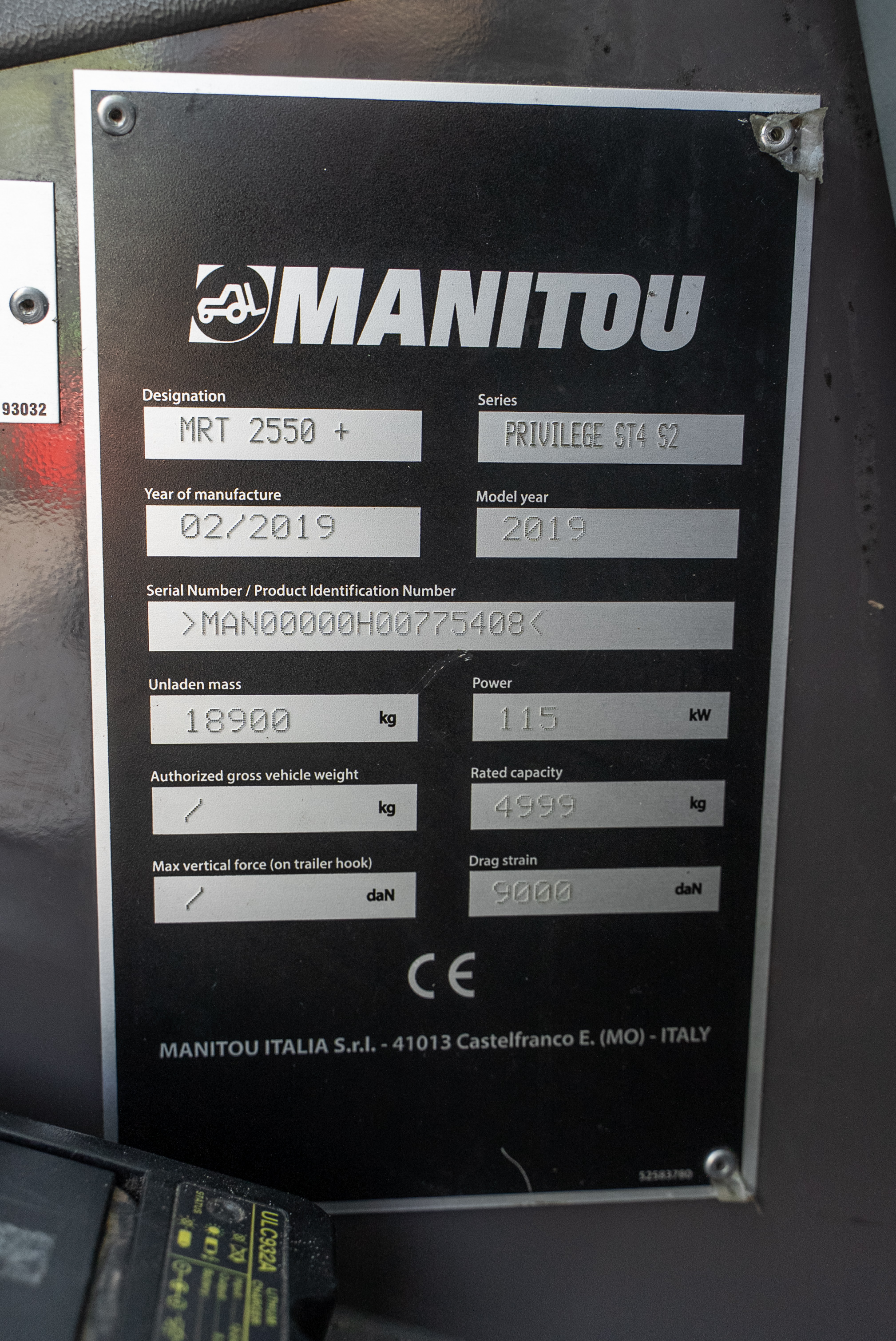 Manitou - Verreikers - MRT 2550 PRIV+ ST4 S2 - Typeplaat