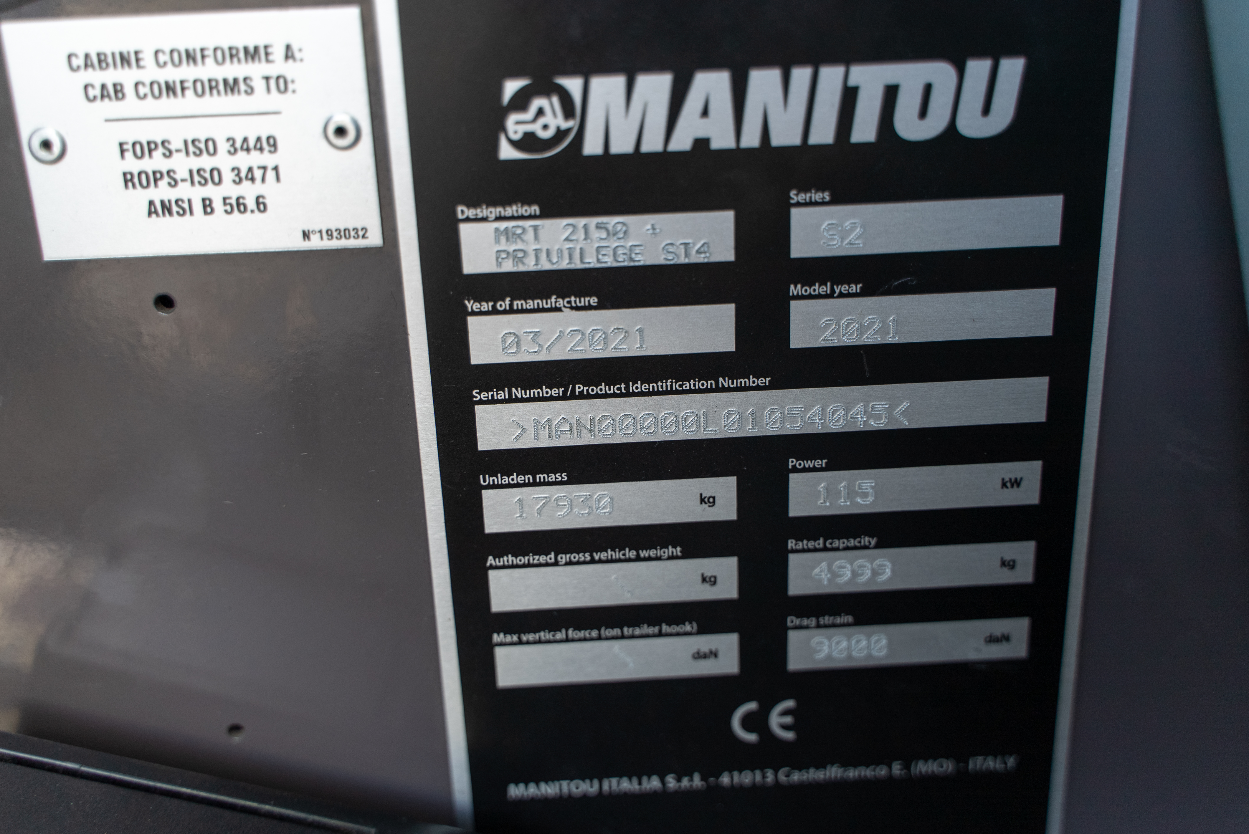 MRT 2150 PRIV+ ST4 S2 - Identification plate
