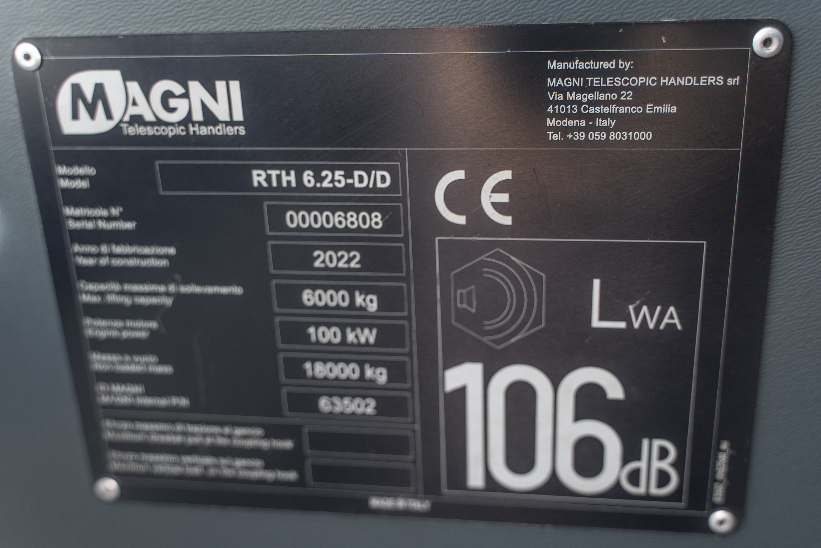 RTH 6.25 - Identification plate