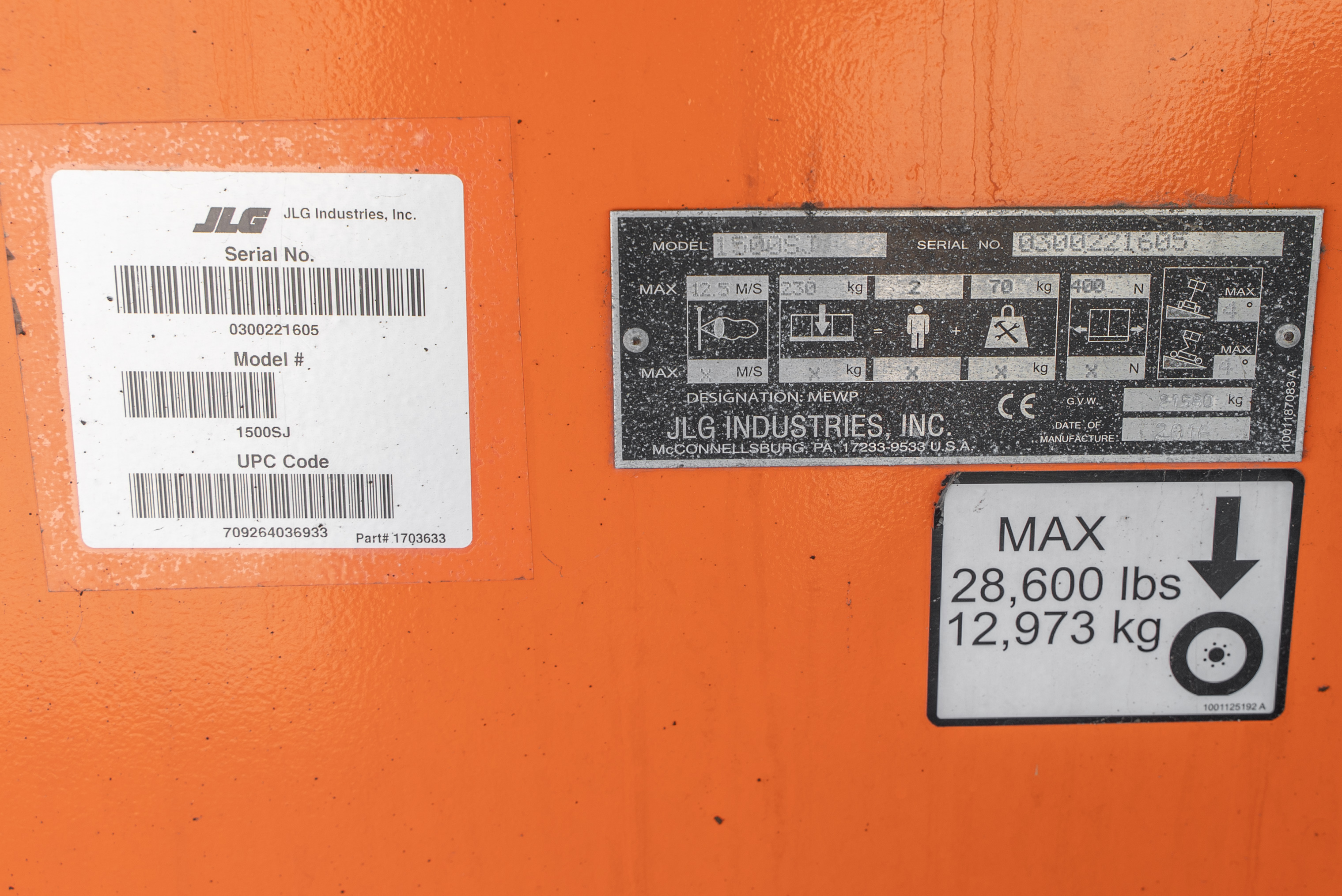 1500 SJ - Identification plate