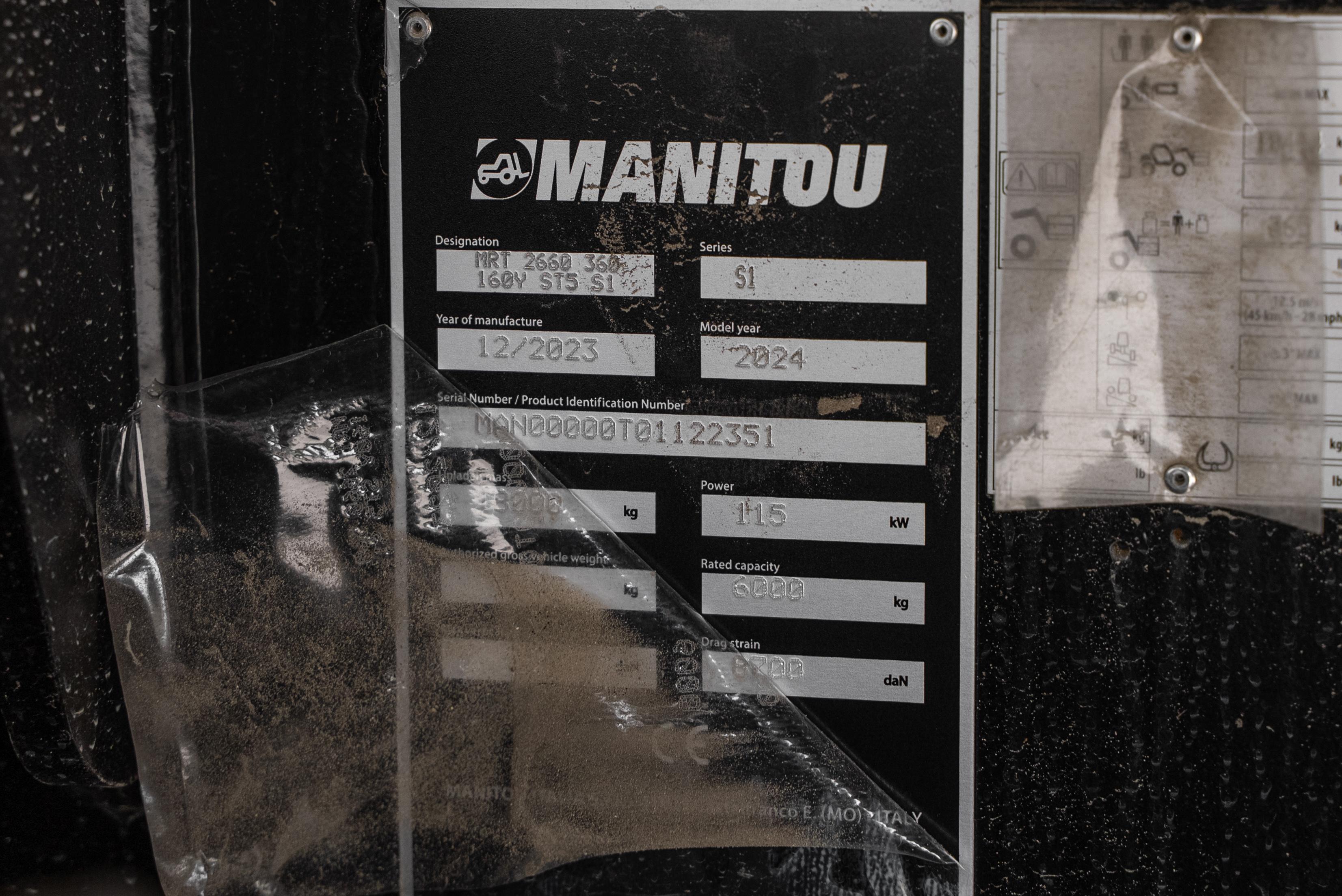 Manitou - Telehandlers - MRT 2660 360 160Y ST5 S1 - Identification plate