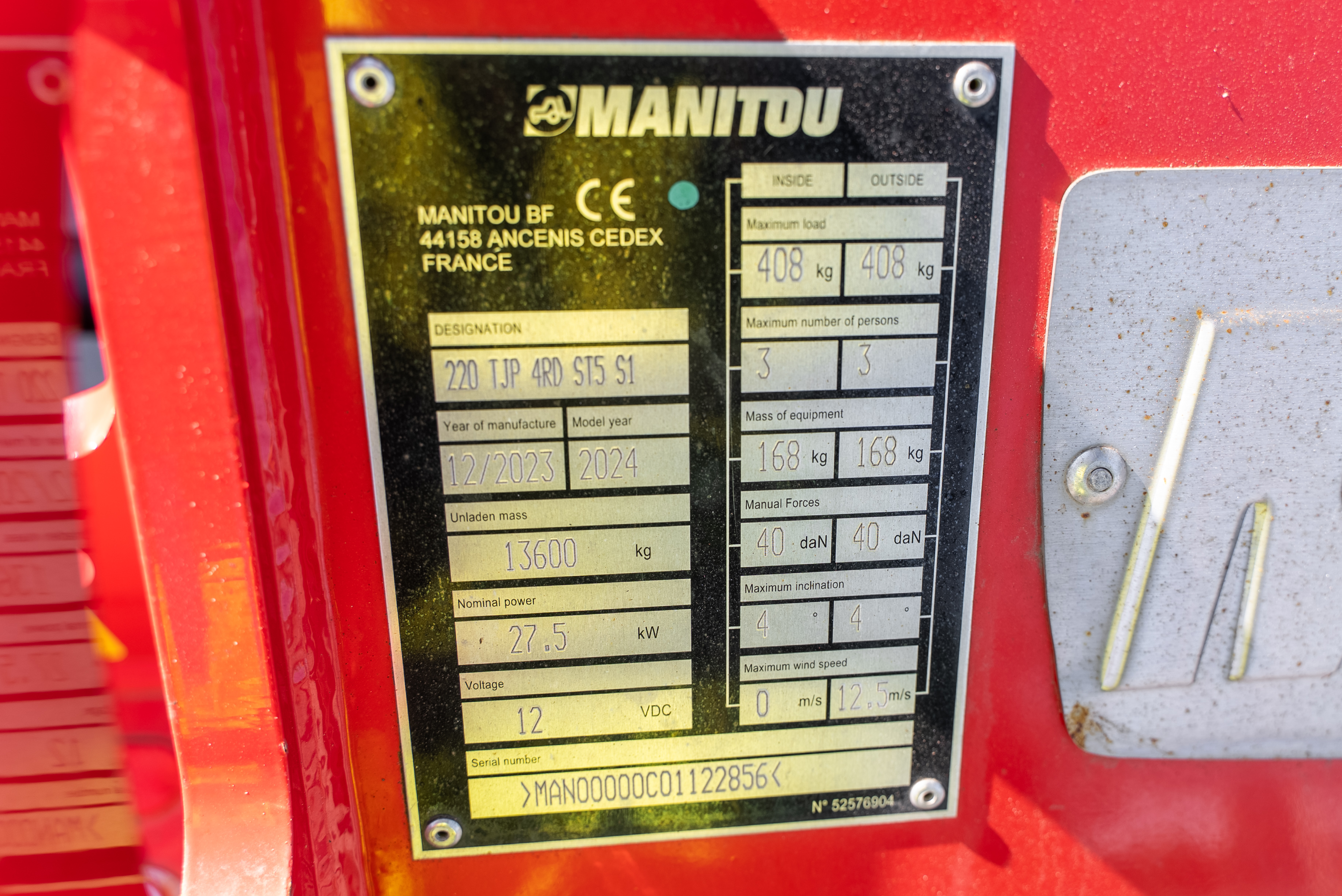 TJP 220 4RD ST5 S1 - Identification plate