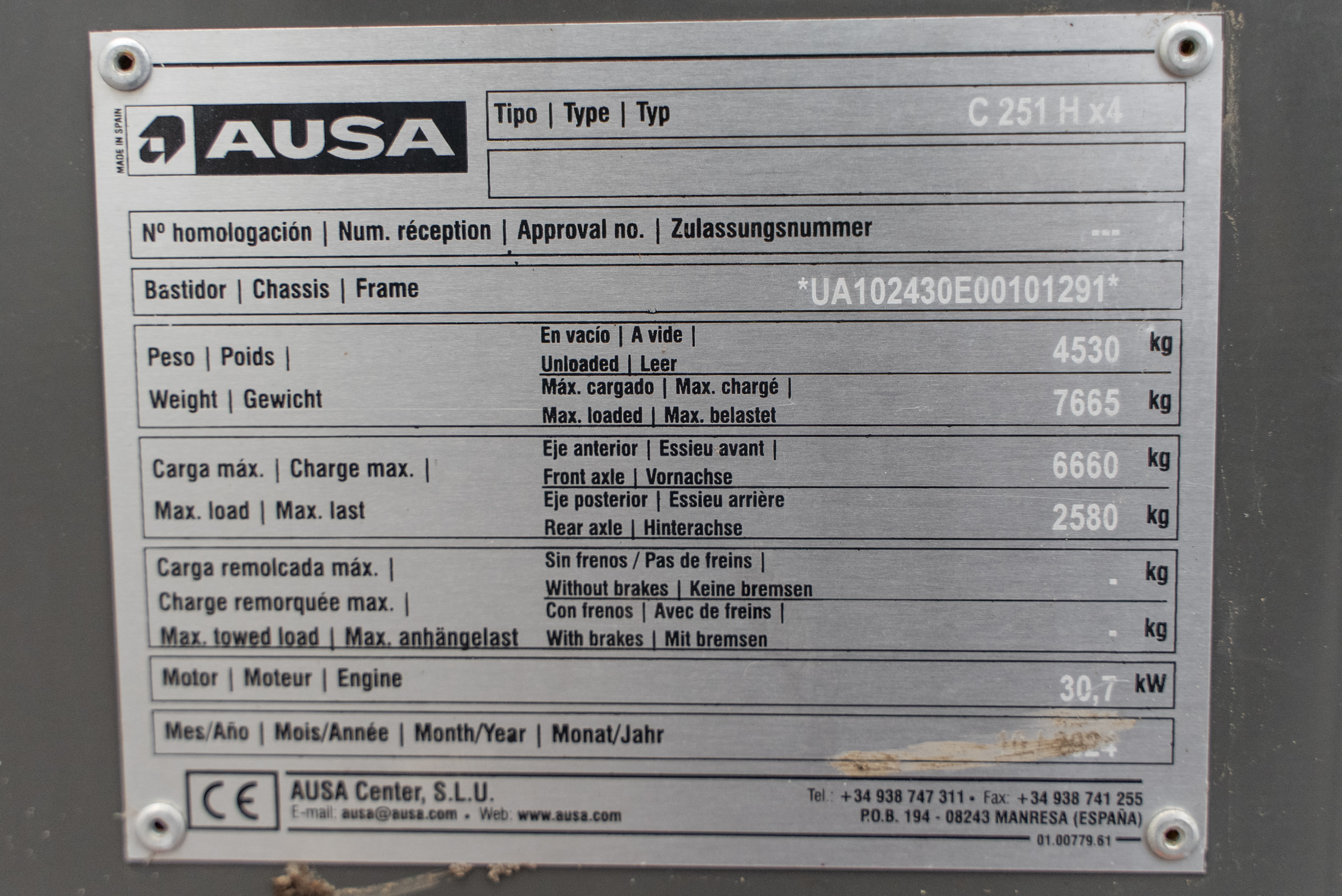C251 Hx4 - Identification plate