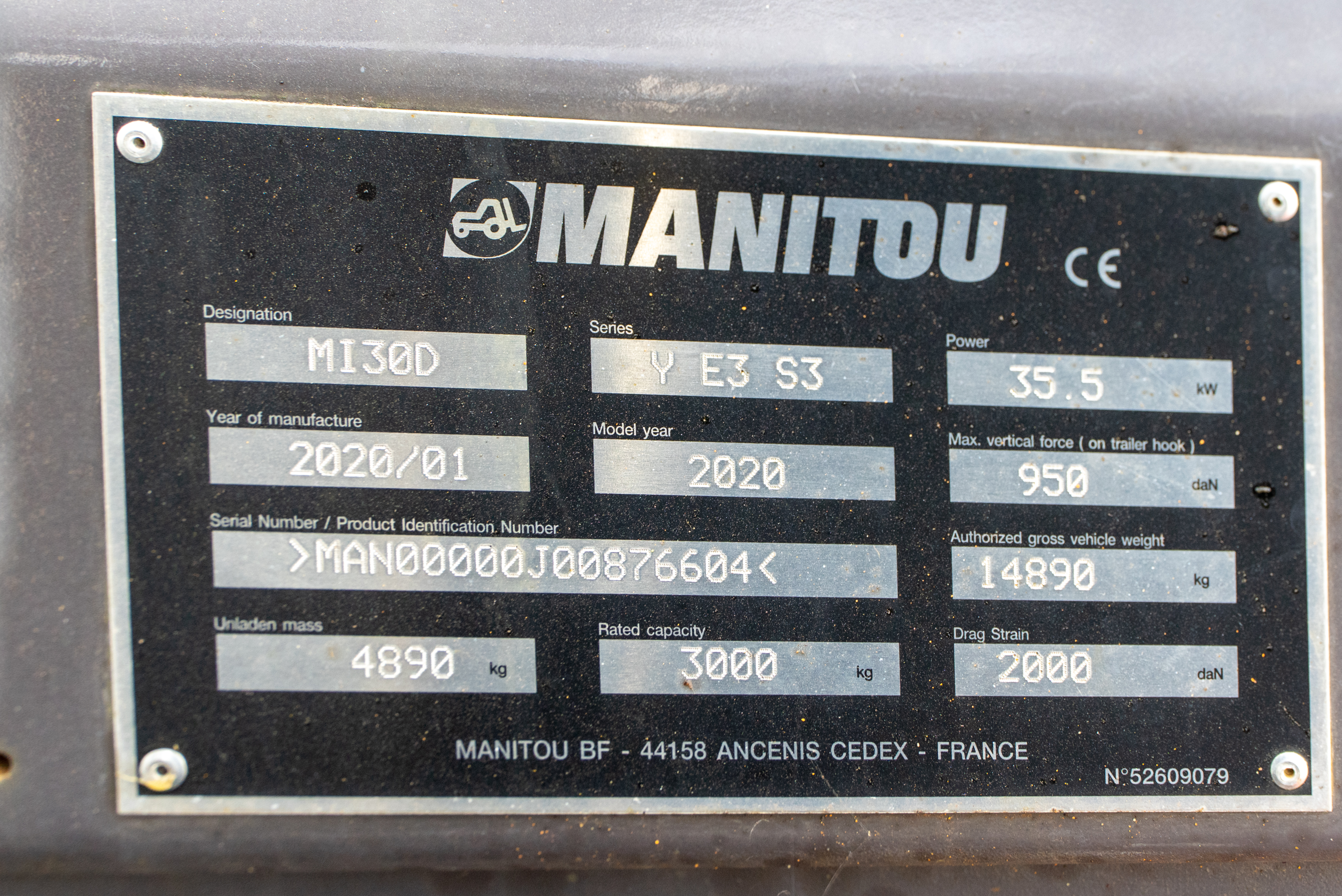 MI 30 D Y E3 S3 - Identification plate