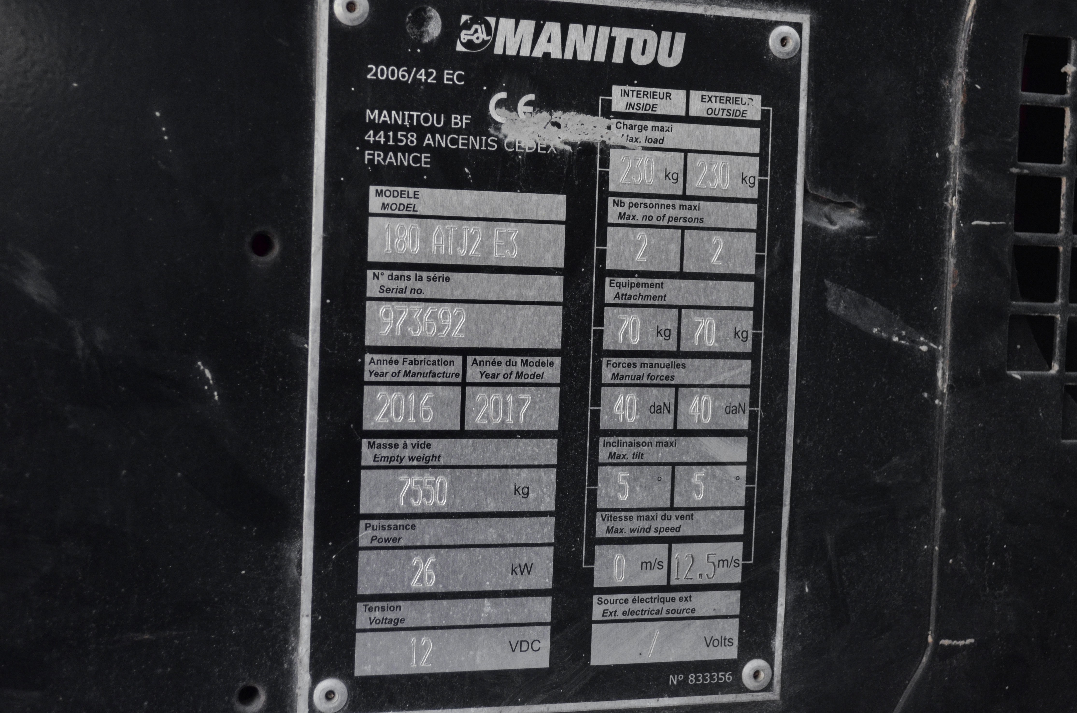 ATJ 180 2 RC E3 - Identification plate