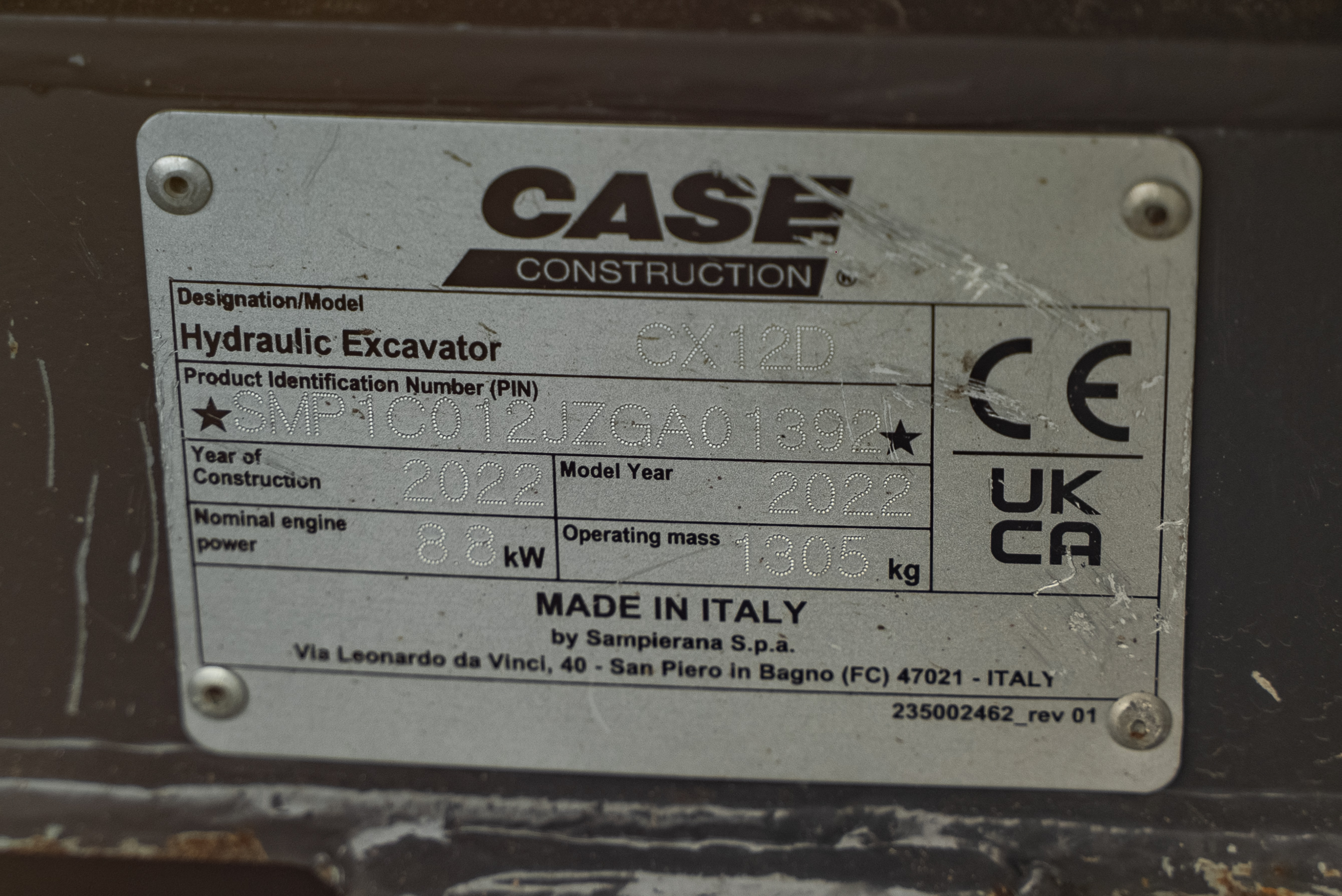 CX 12 D - Identification plate