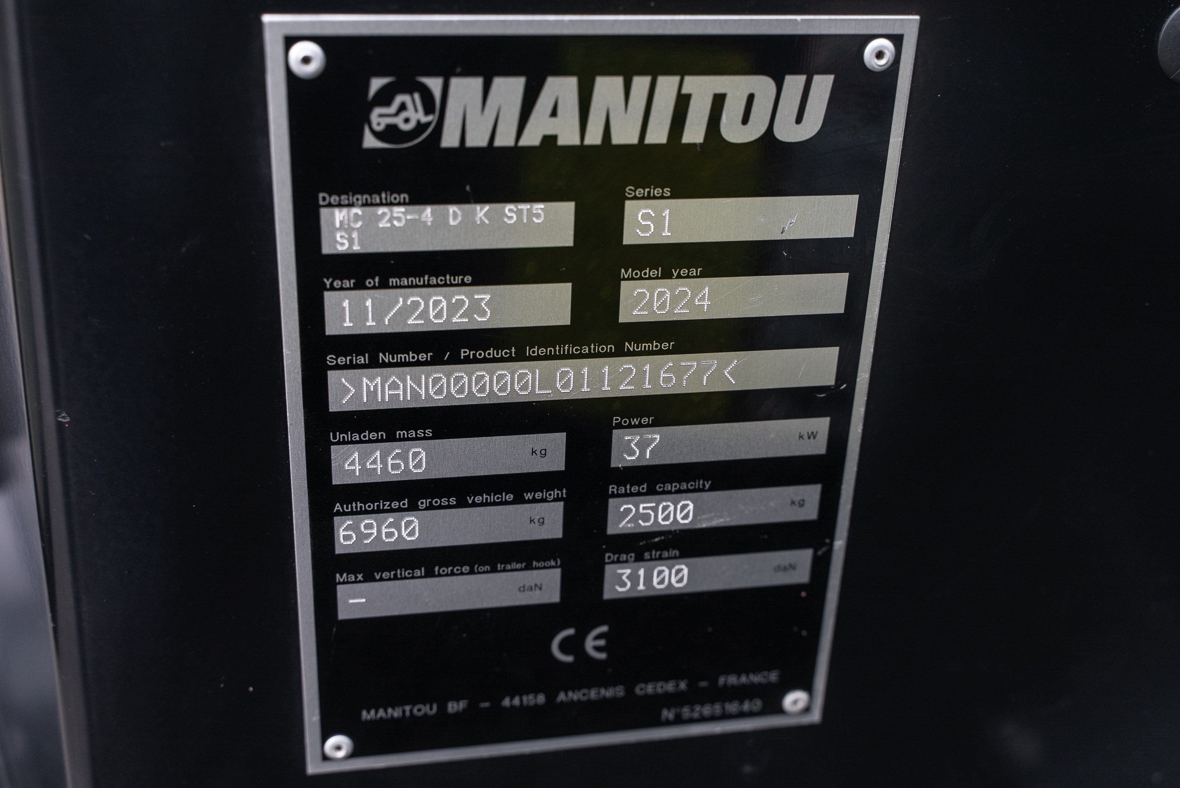 Manitou - Chariots élévateurs - MC 25-4 D K ST5 S1 - Plaque signalétique