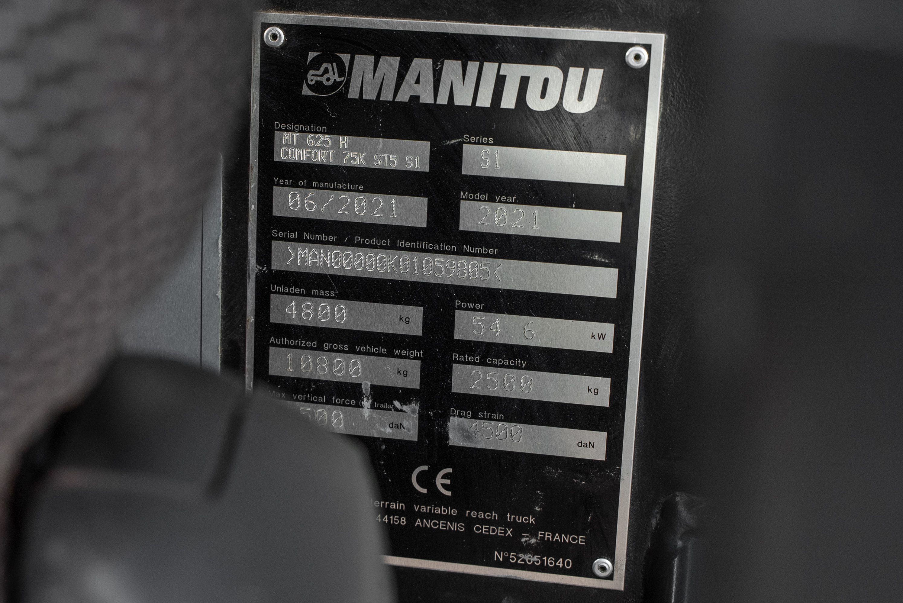 MT 625 H COMFORT 75K ST5 S1 - Identification plate