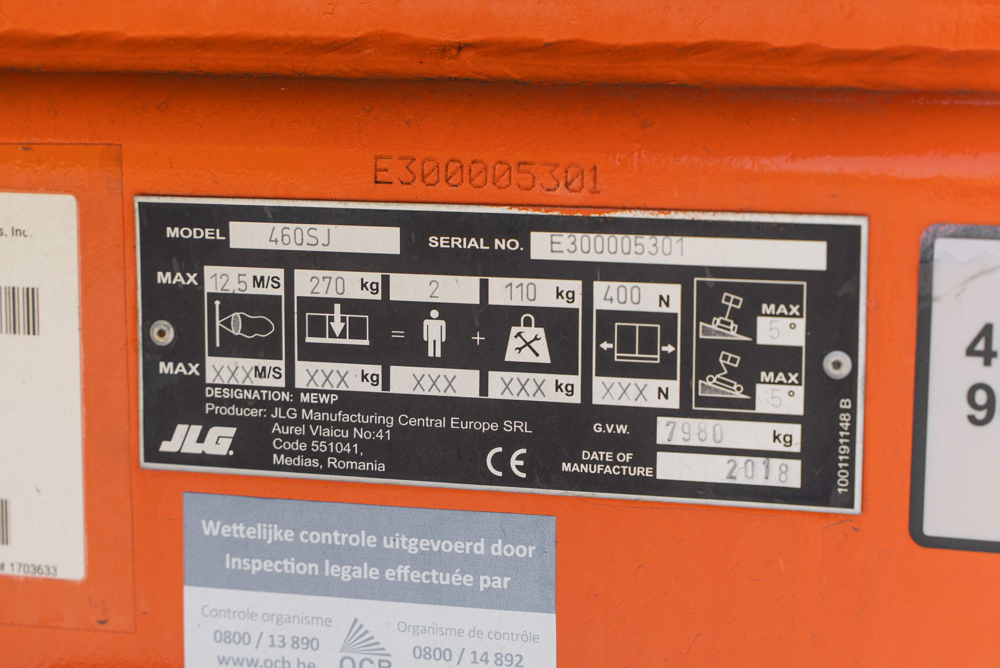 460 SJ - Identification plate