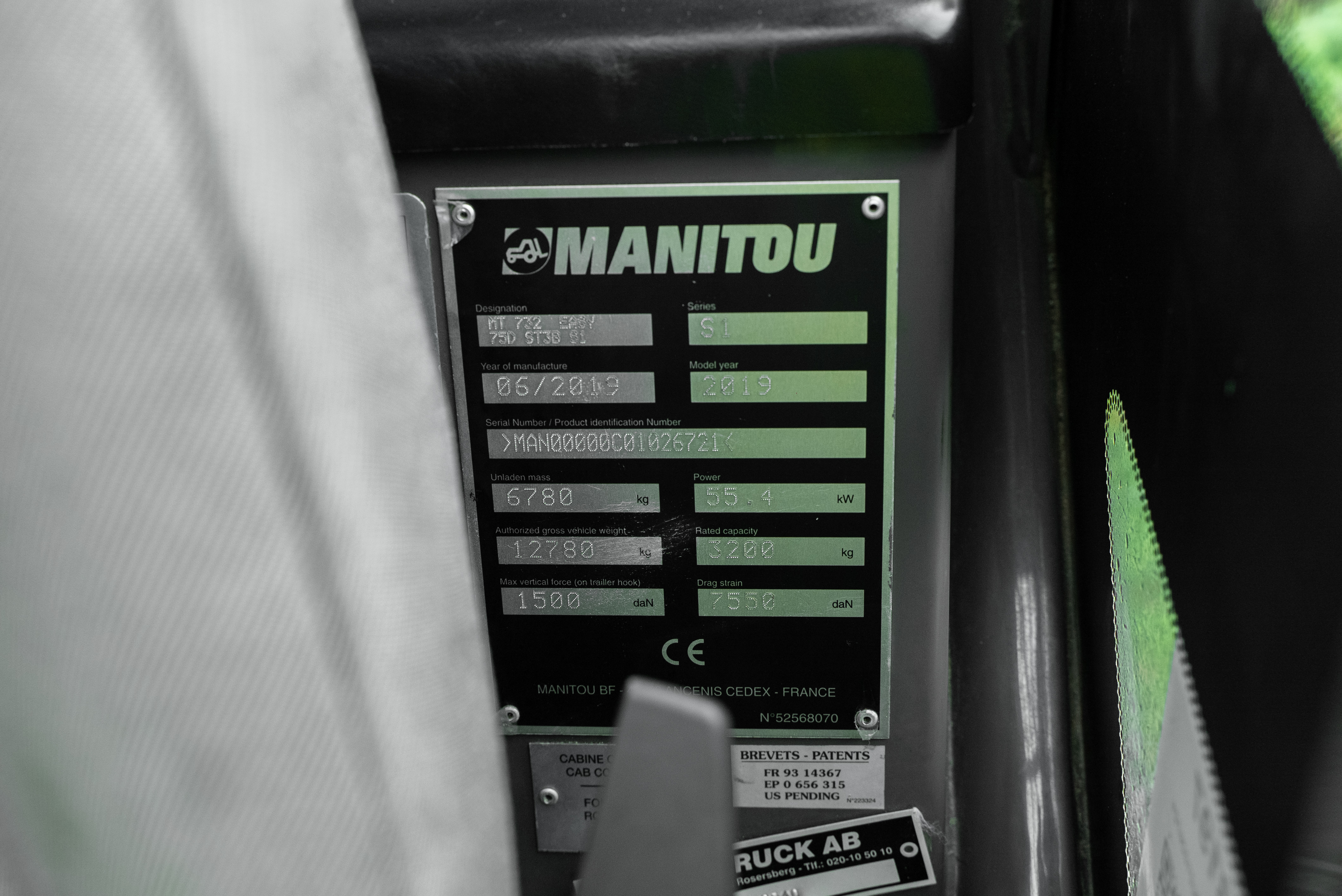 Manitou - Telehandlers - MT 732 EASY 75D ST3B S1 - Identification plate