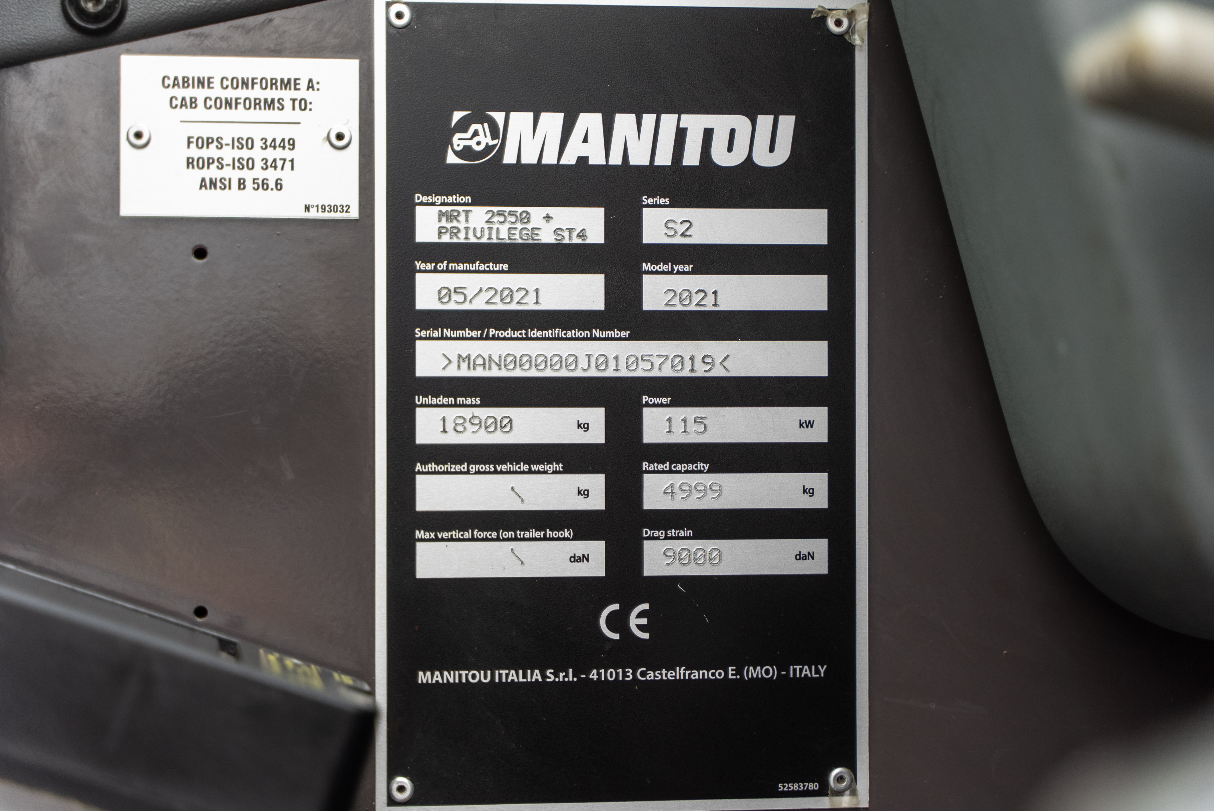 Manitou - Telehandlers - MRT 2550 PRIV+ ST4 S2 - Identification plate
