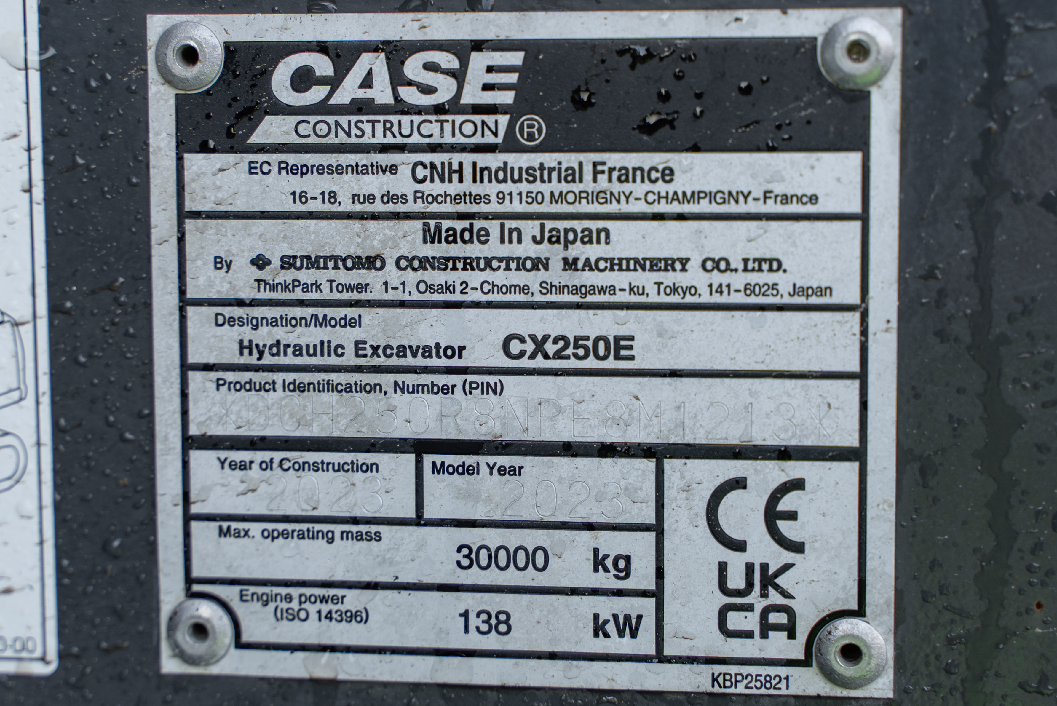 CX 250 E - Identification plate