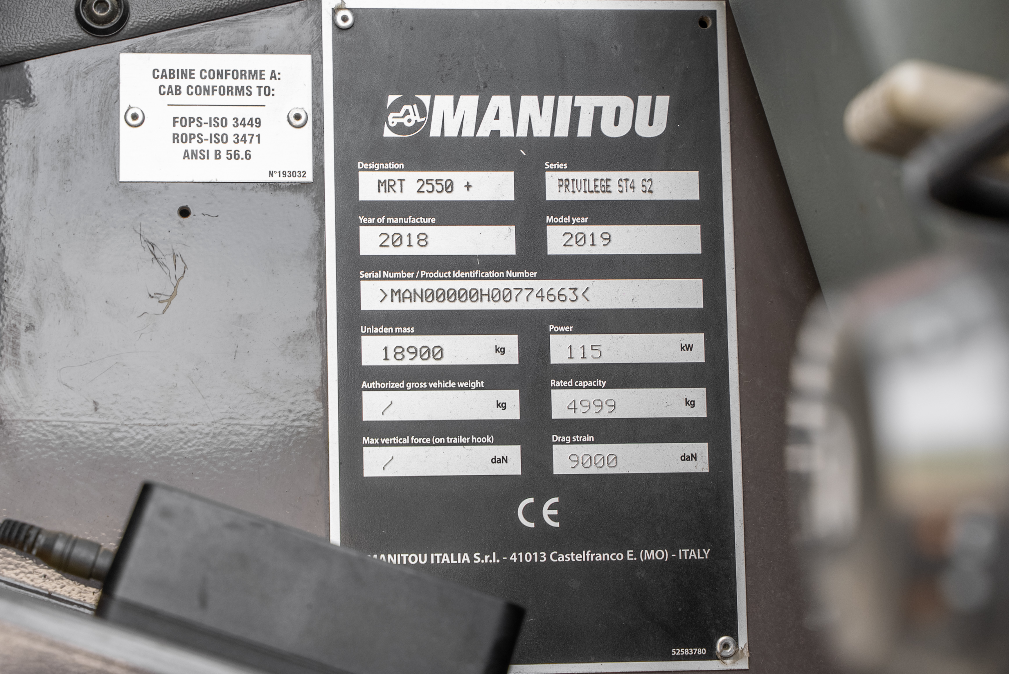 Manitou - Telehandlers - MRT 2550 PRIV+ ST4 S2 - Identification plate