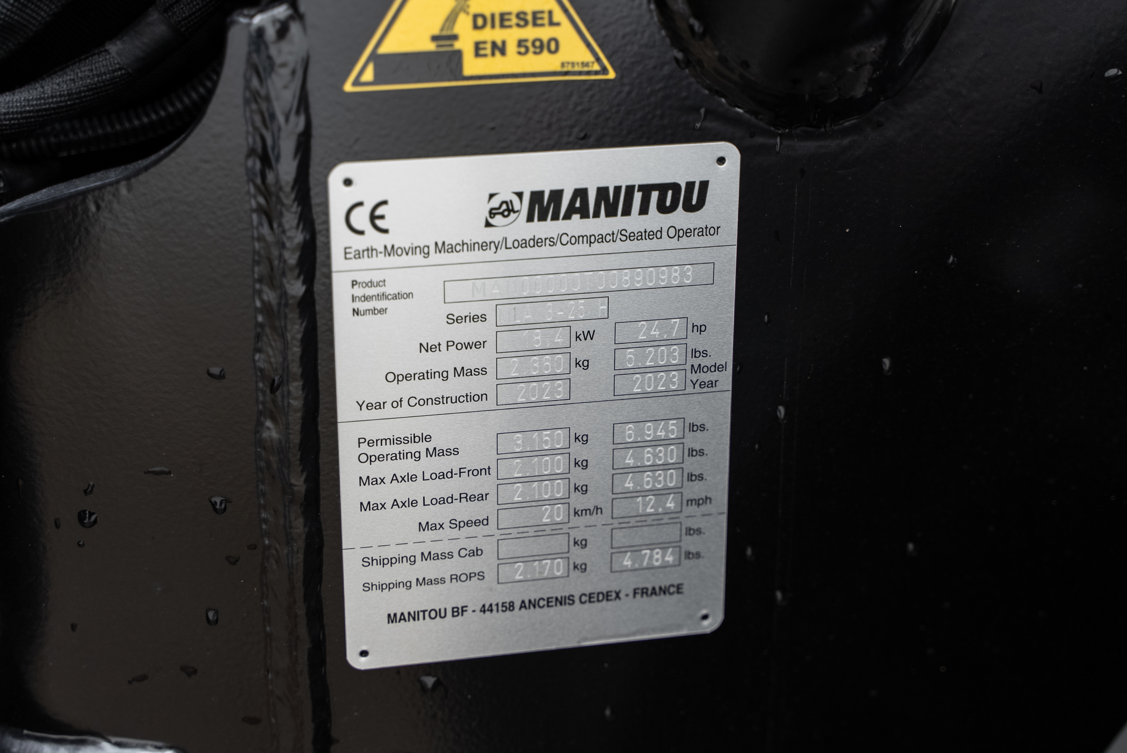 Manitou - Wheelloaders - MLA 3-25 H P ST5 S1 - Identification plate