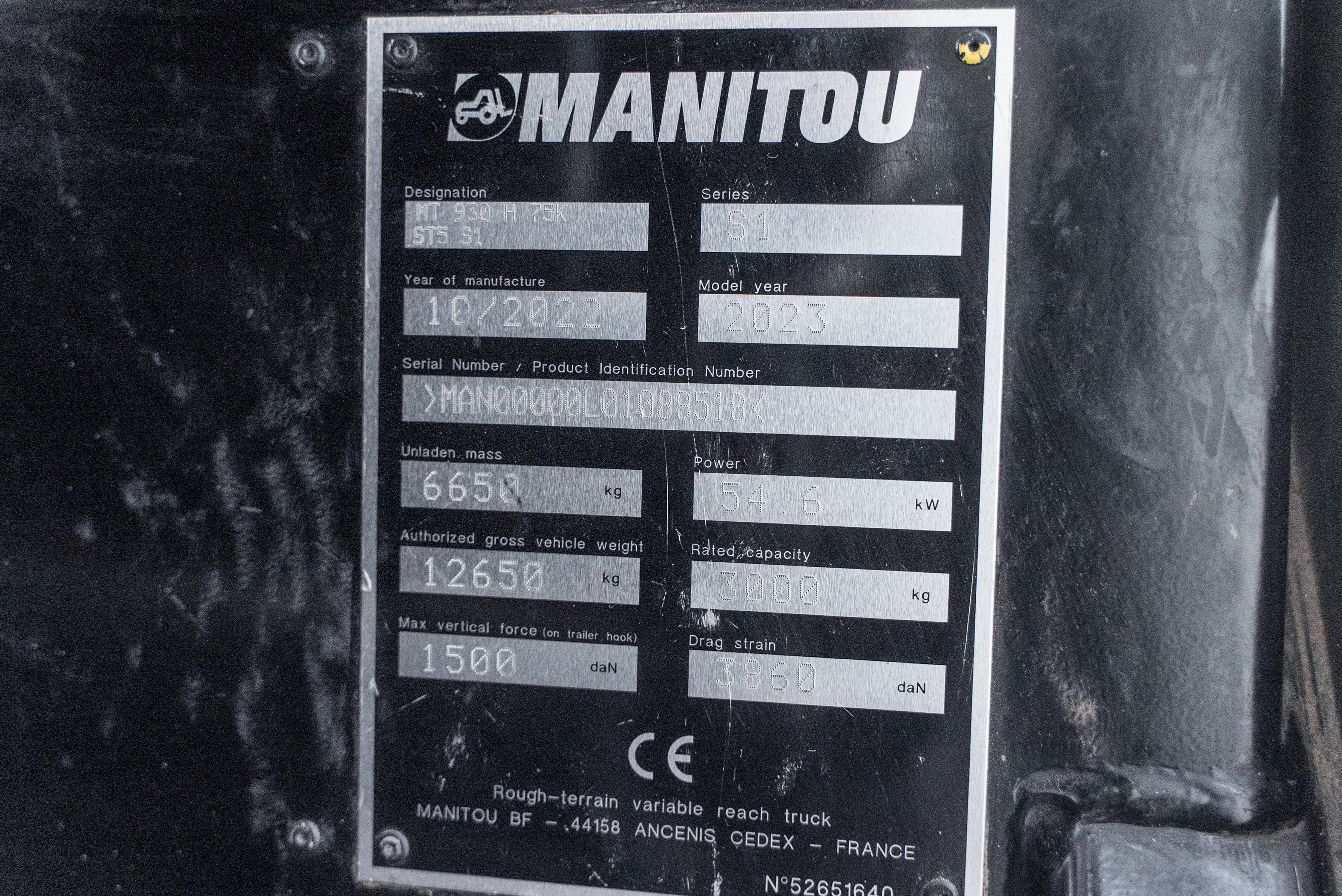 MT 930 H 75K ST5 S1 - Identification plate