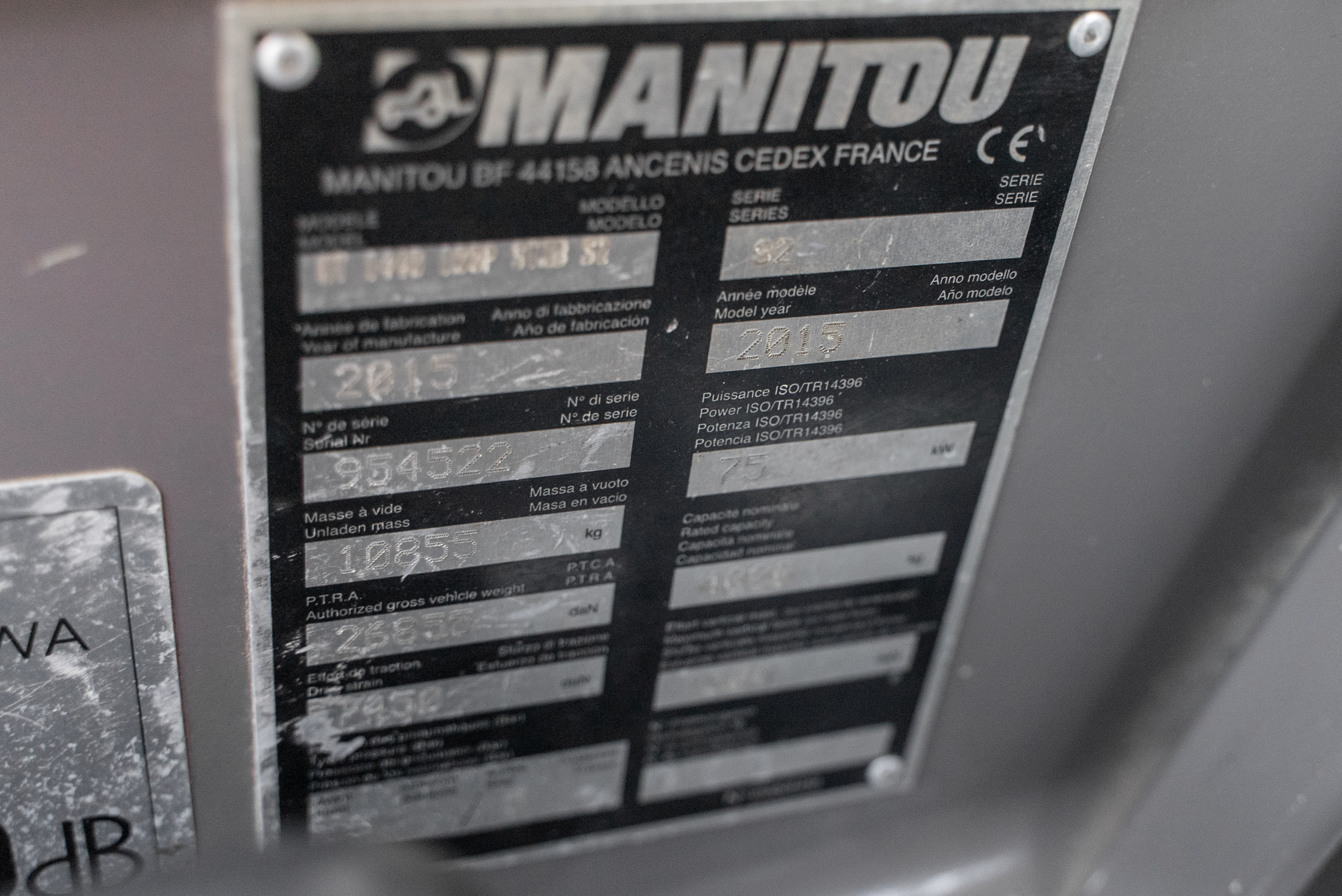 Manitou - Verreikers - MT 1440 100P ST3B S2 - Typeplaat