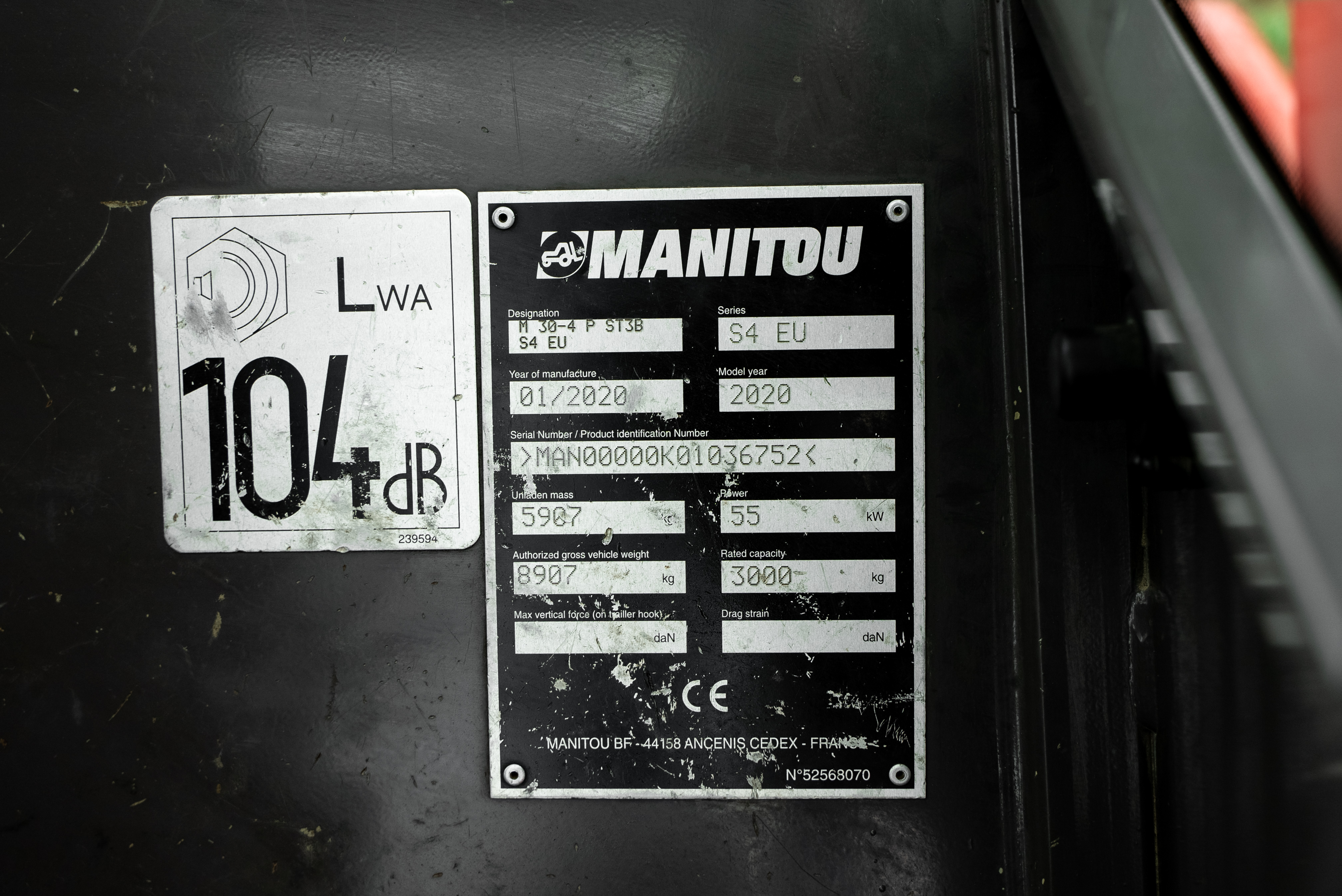 Manitou - Heftrucks - M 30-4 P ST3B S4 - Typeplaat
