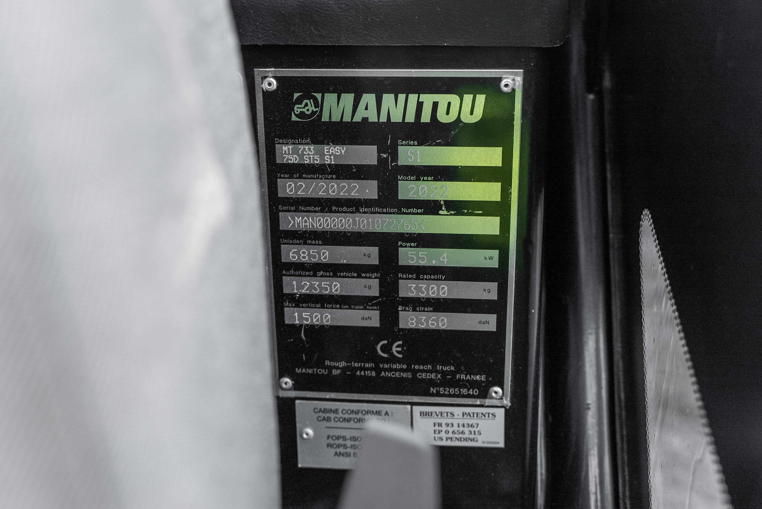 MT 733 EASY 75D ST5 S1 - Identification plate