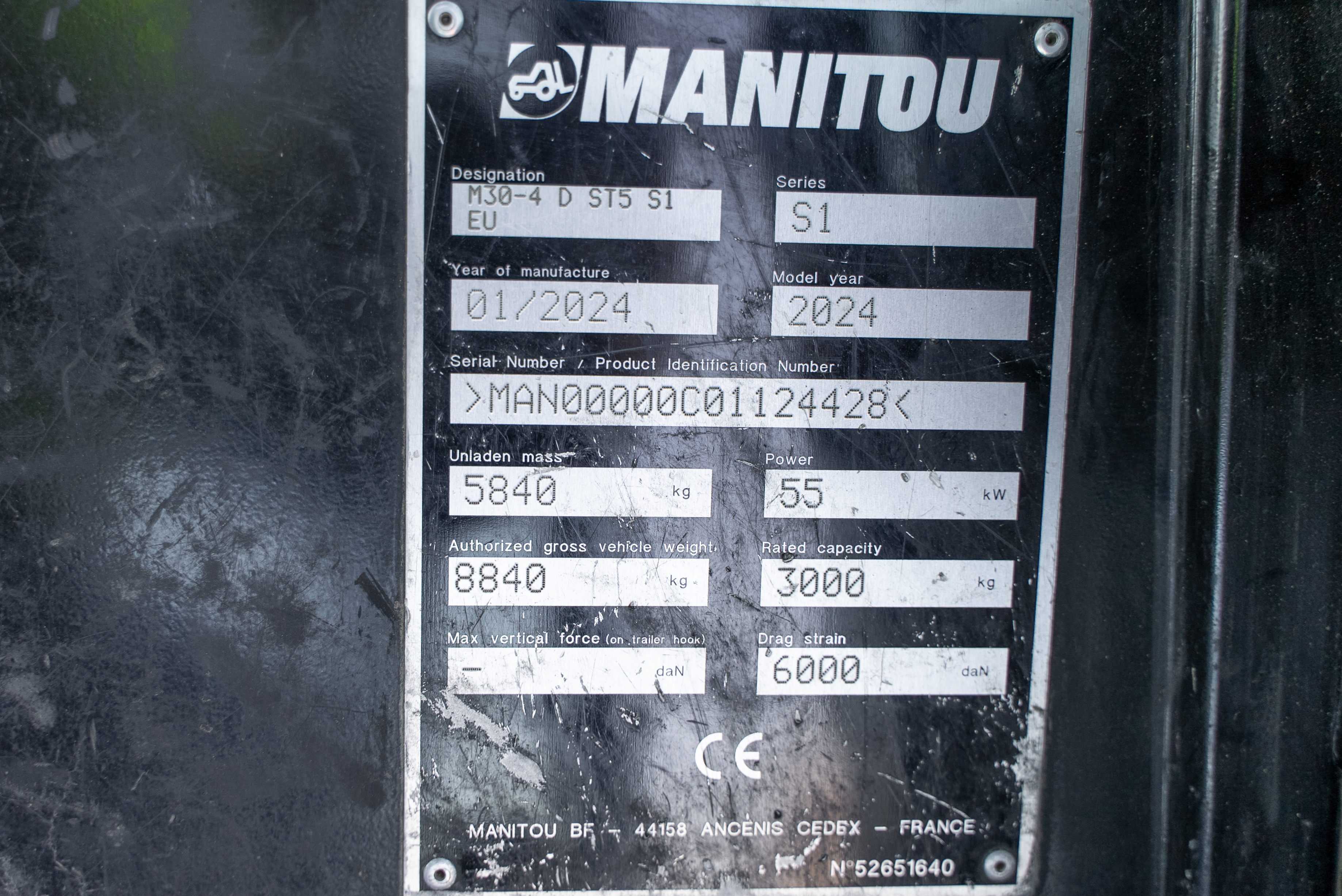Manitou - Heftrucks - M 30-4 D ST5 S1 - Typeplaat