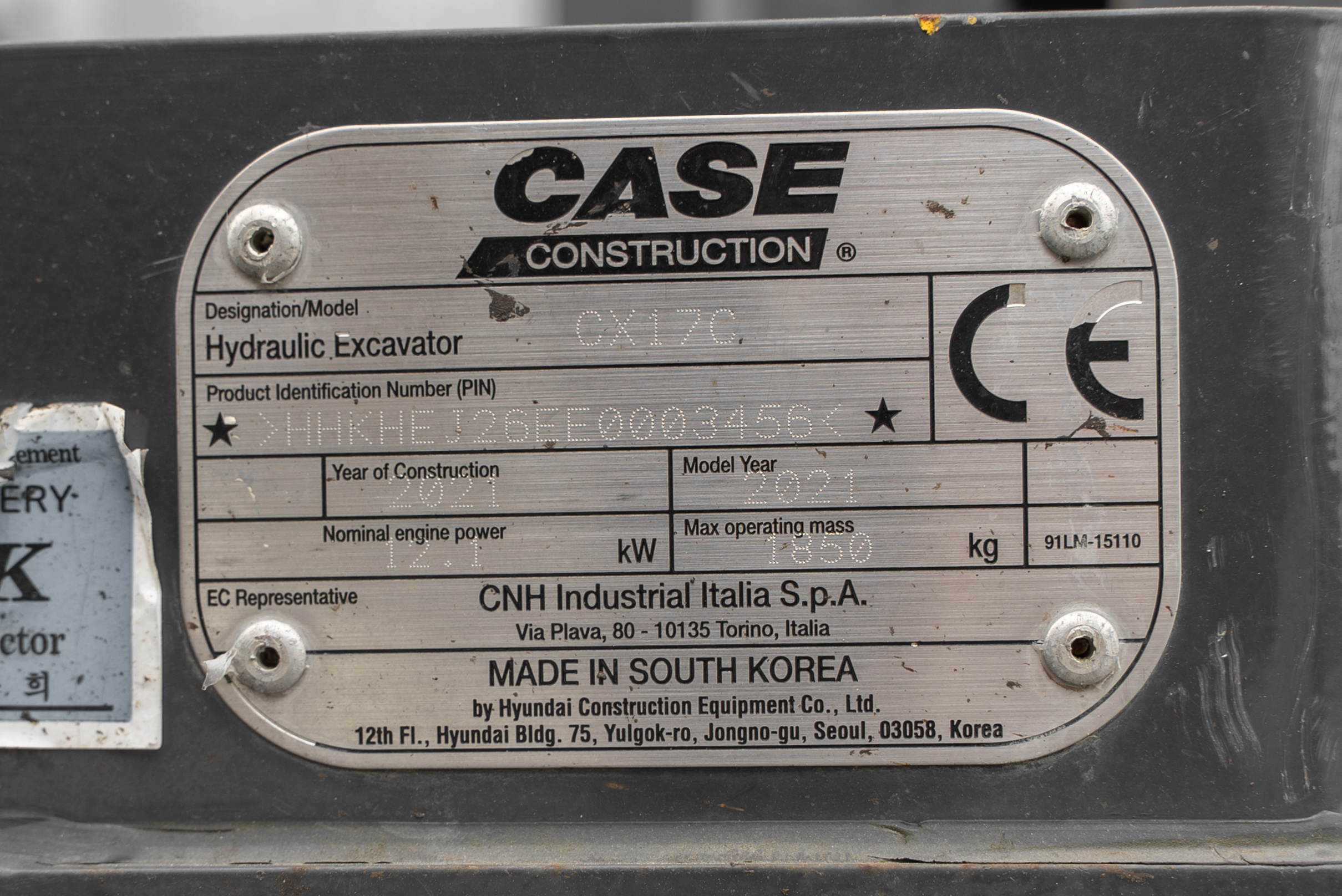 CX 17 C - Identification plate