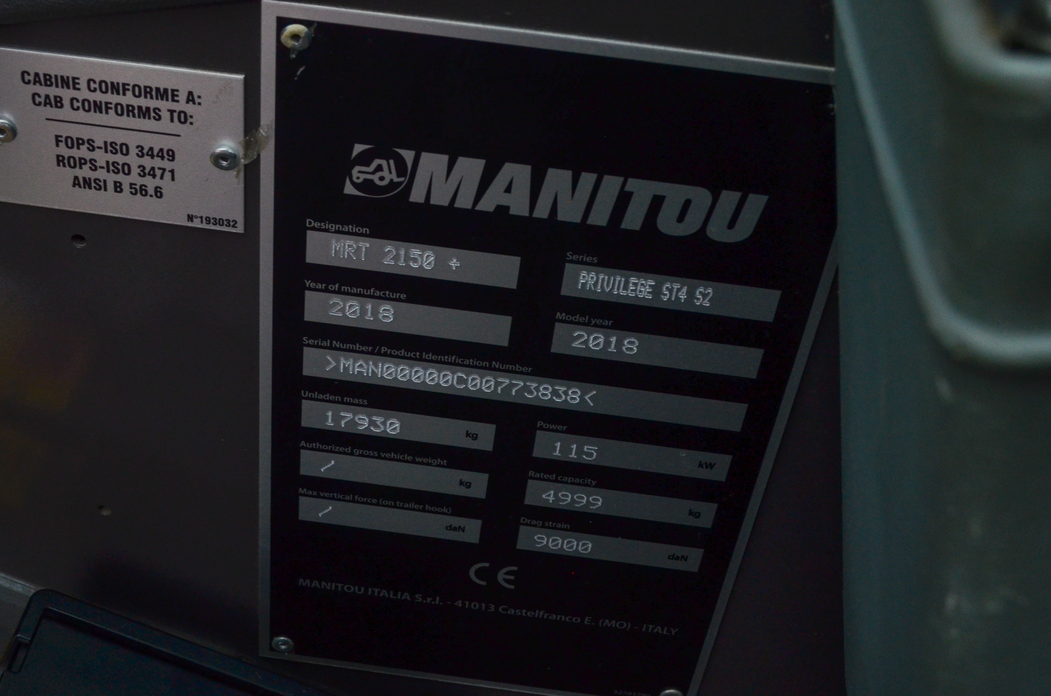 MRT 2150 PRIV+ ST4 S2 - Identification plate