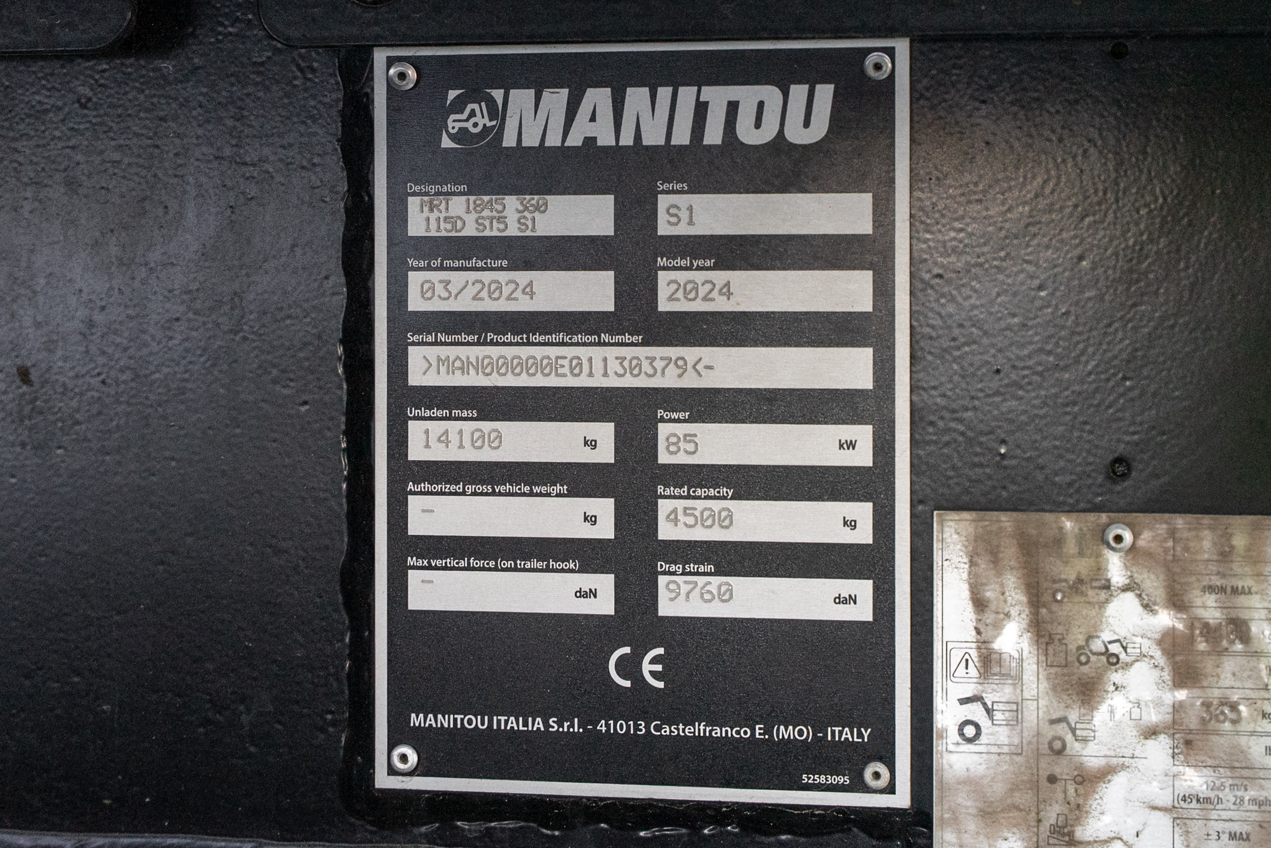 Manitou - Verreikers - MRT 1845 360 115D ST5 S1 - Typeplaat
