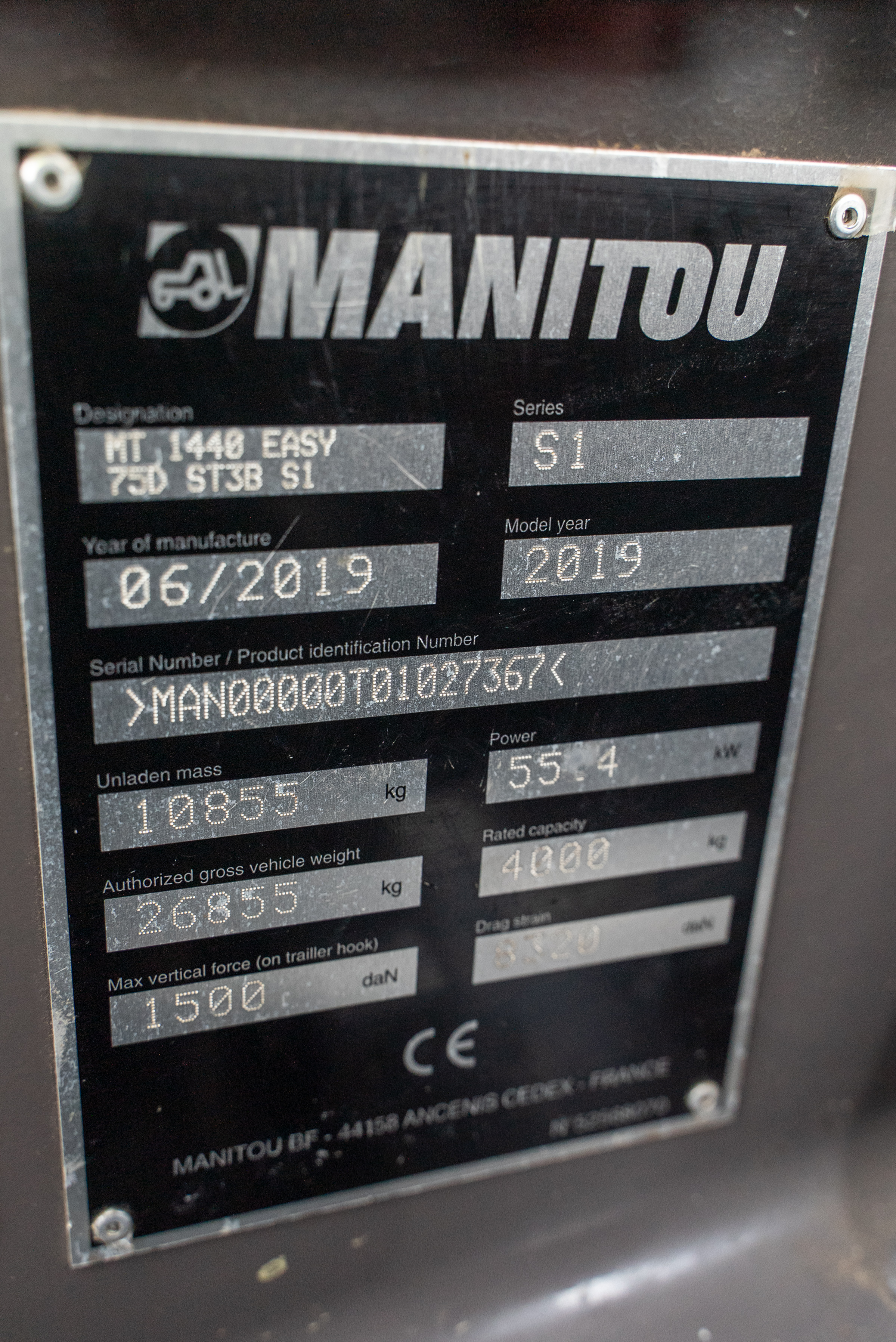 Manitou - Verreikers - MT 1440 EASY 75D ST3B S1 - Typeplaat
