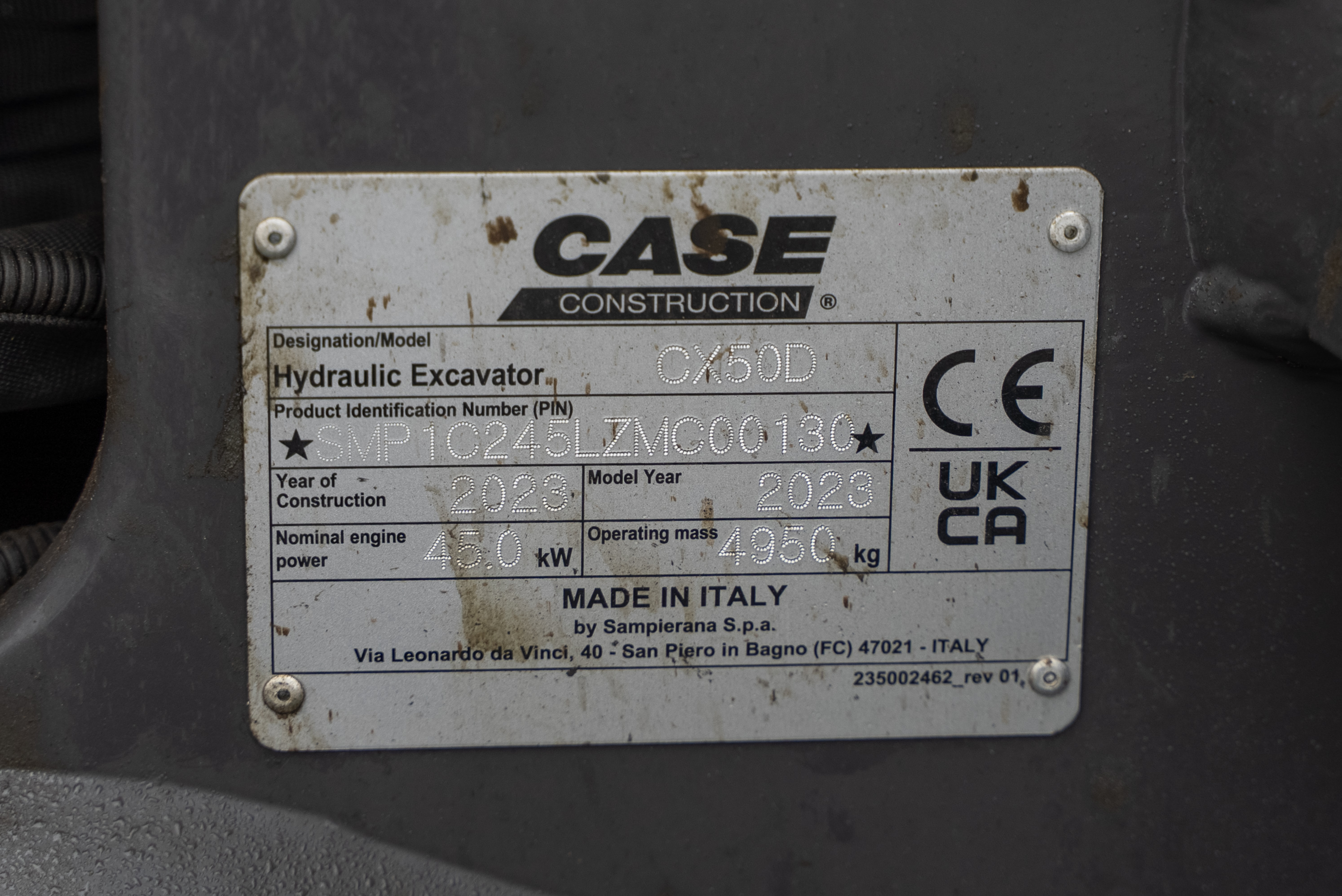 CX 50 D  - Identification plate