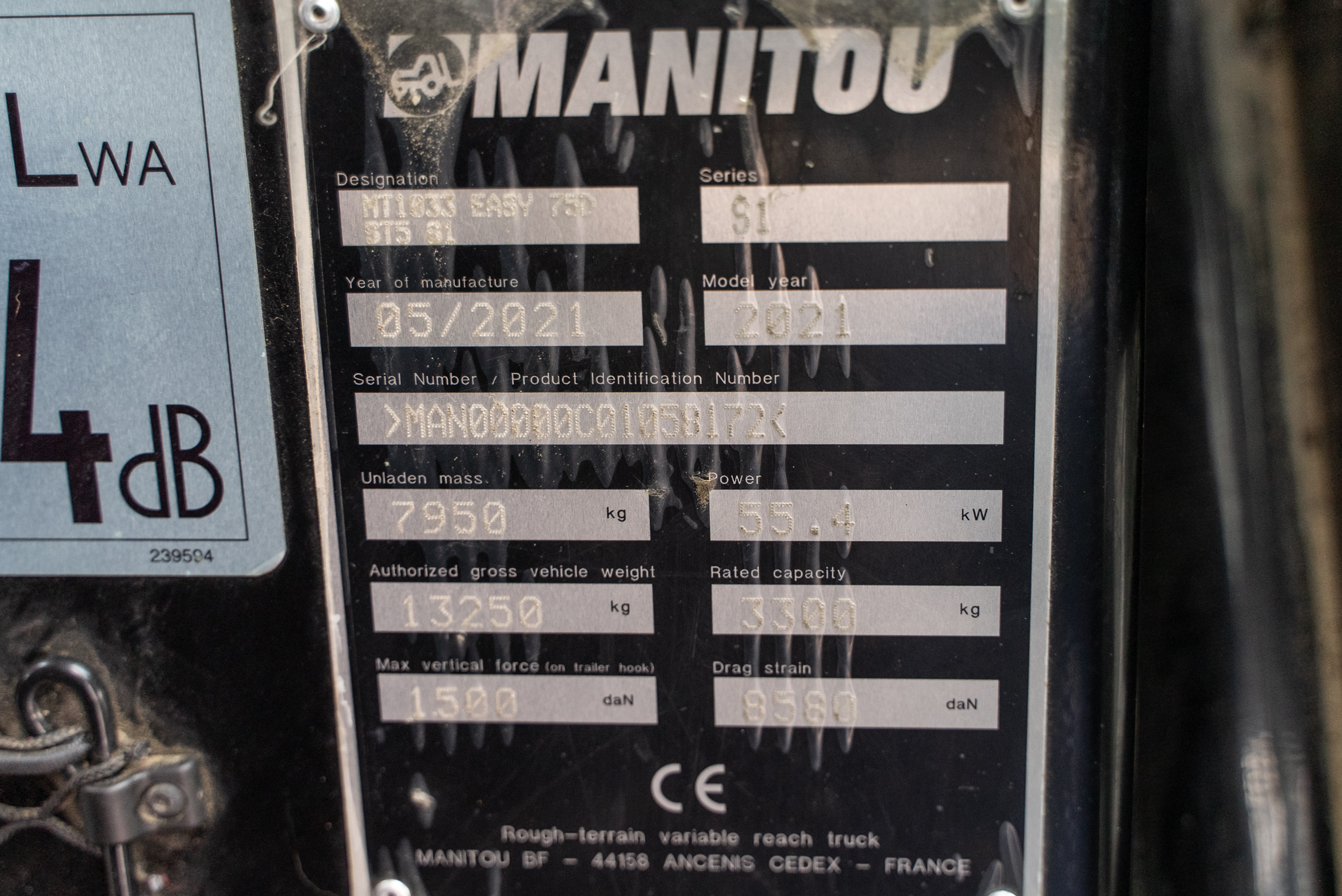 Manitou - Telehandlers - MT 1033 EASY 75D ST5 S1 - Identification plate