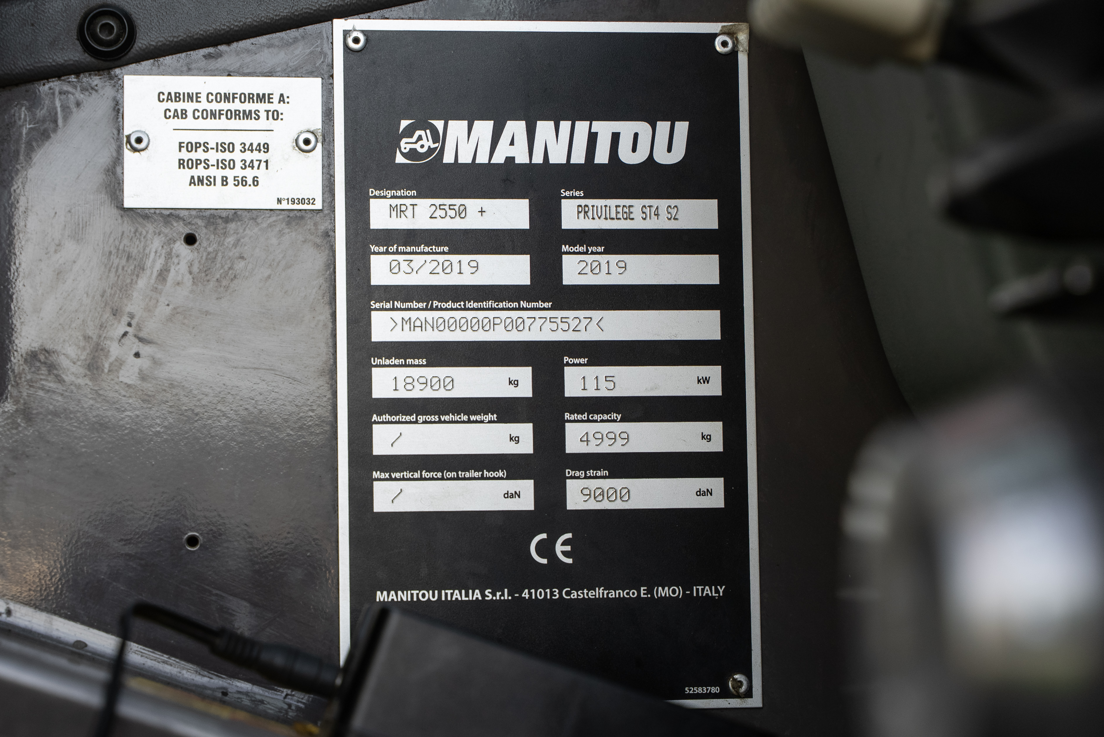 Manitou - Telehandlers - MRT 2550 PRIV+ ST4 S2 - Identification plate