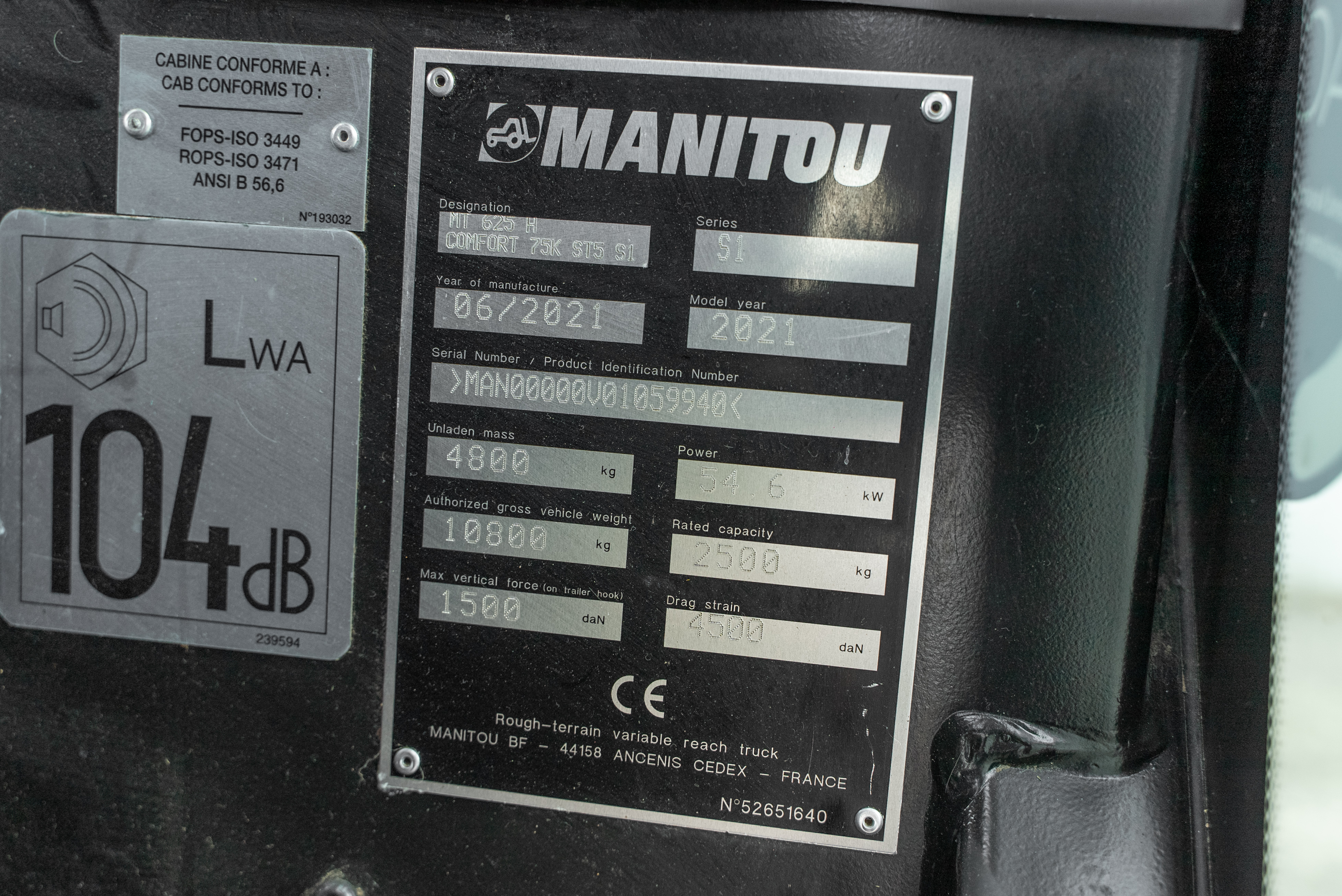 MT 625 H COMFORT 75K ST5 S1 - Identification plate