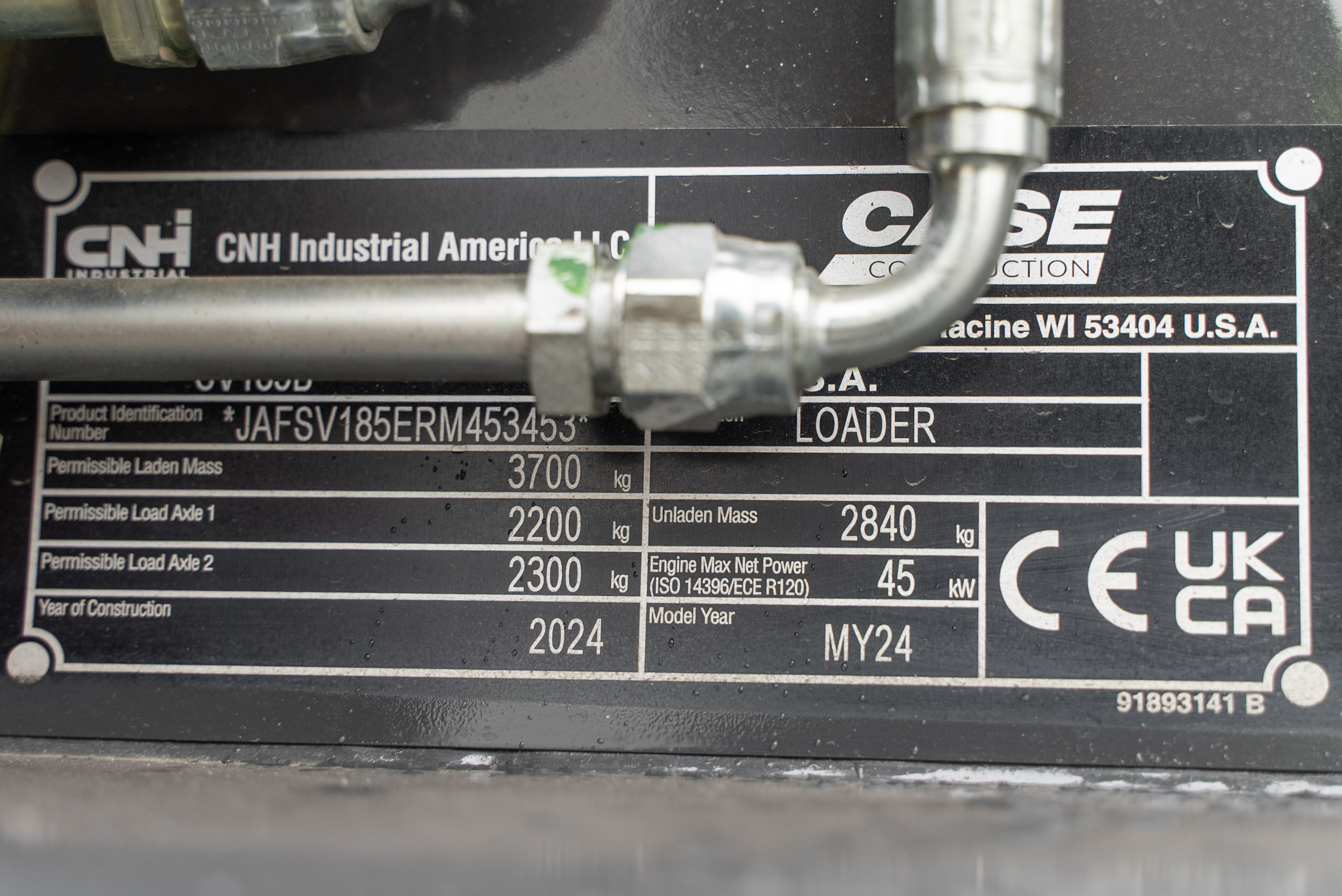 Case Construction - Skidsteers - SV 185 B - Identification plate