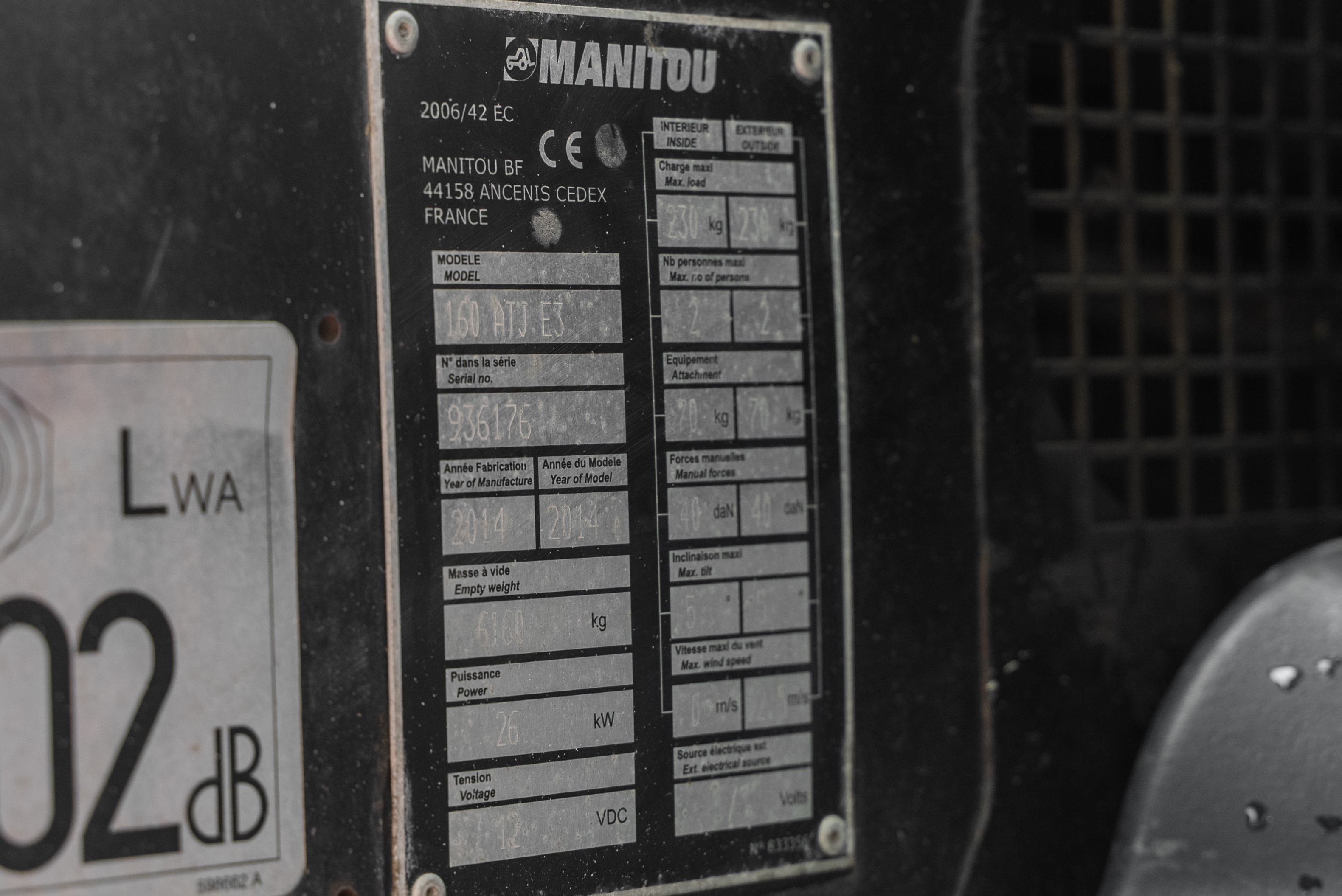 Manitou - Hoogwerkers - ATJ 160 E3 - Typeplaat