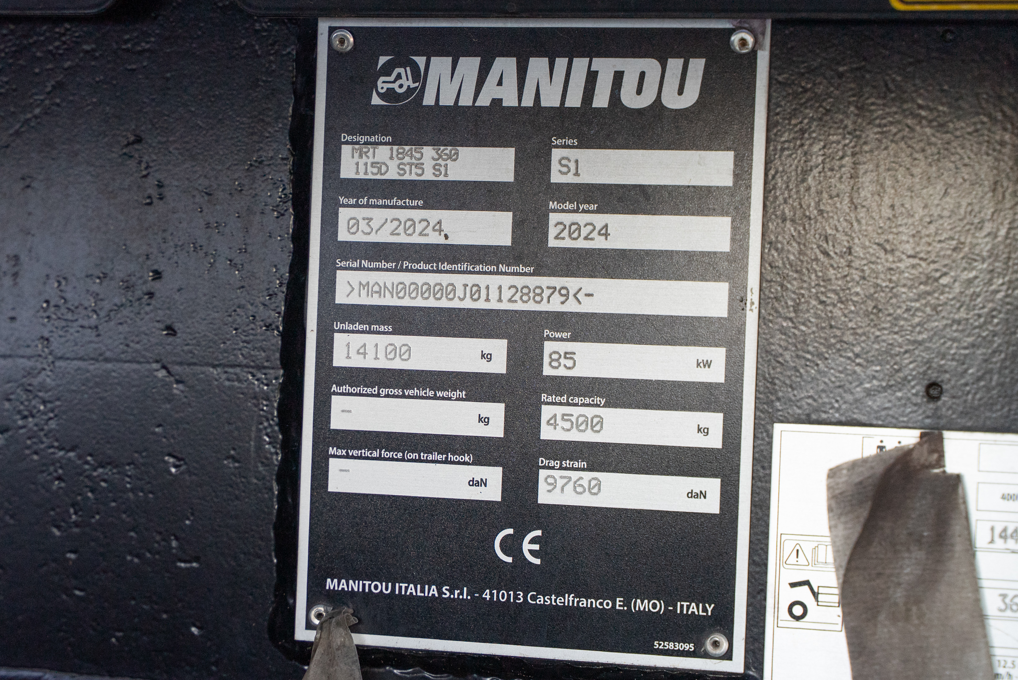 Manitou - Verreikers - MRT 1845 360 115D ST5 S1 - Typeplaat