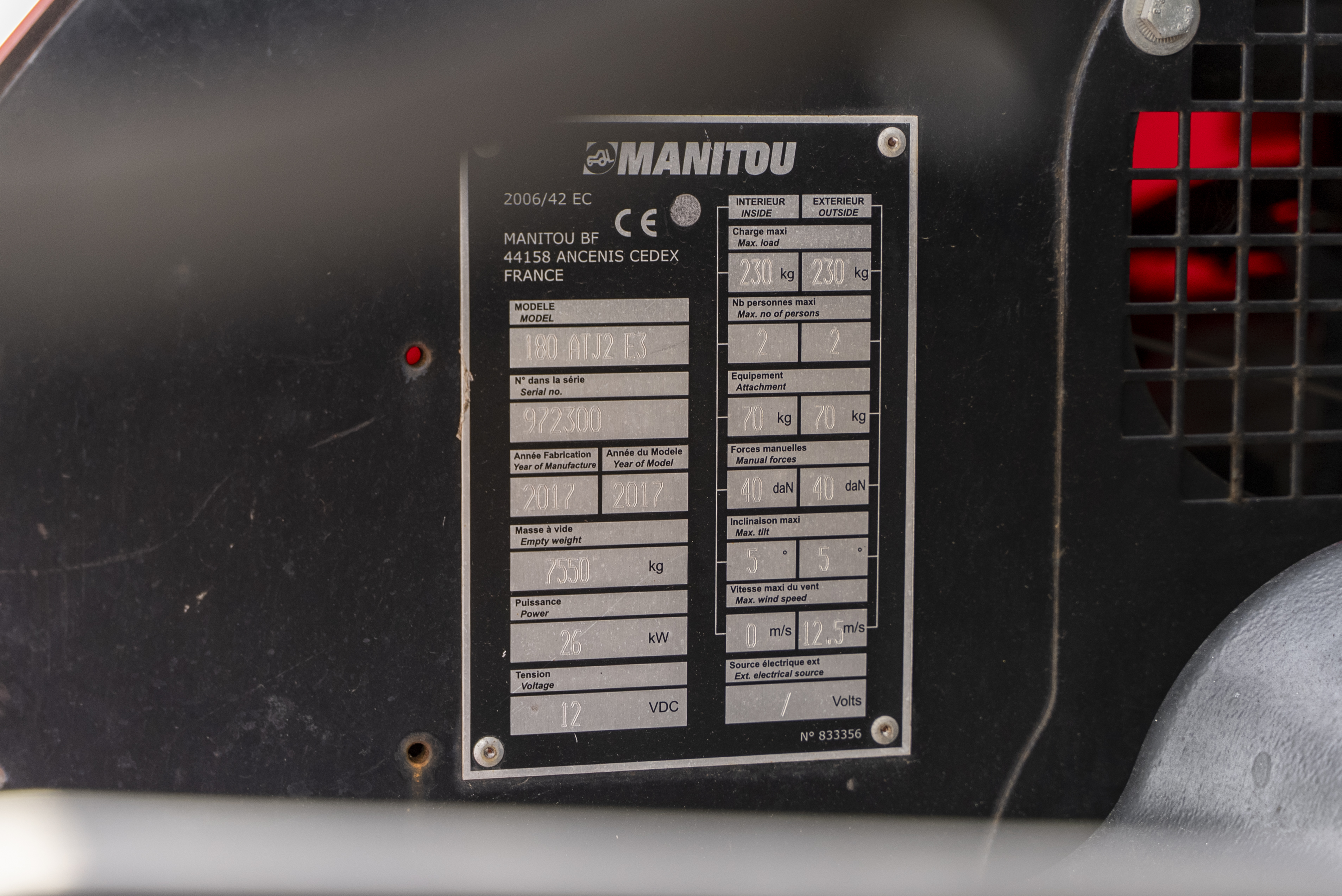 ATJ 180 2 RC E3 - Identification plate