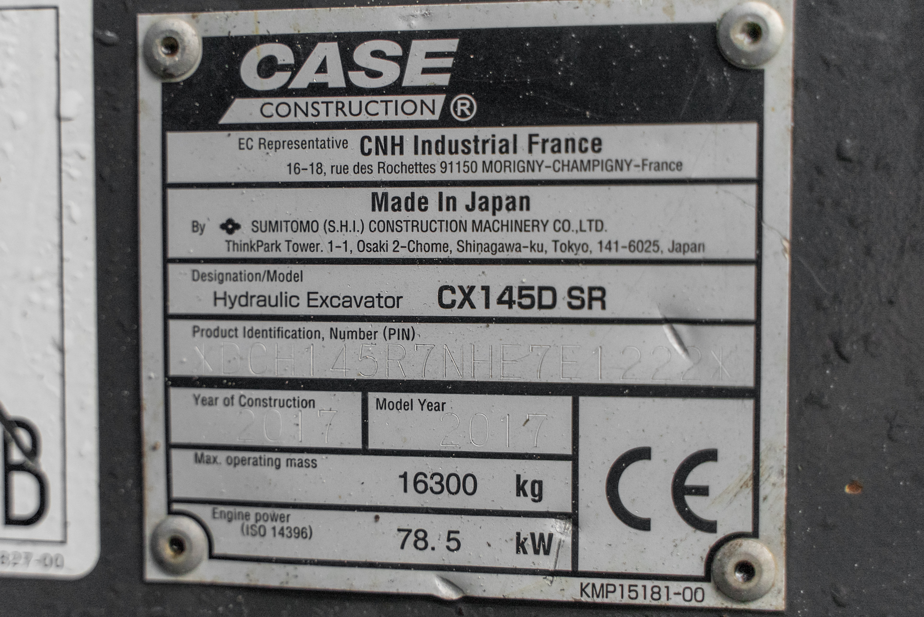CX 145 D - Identification plate