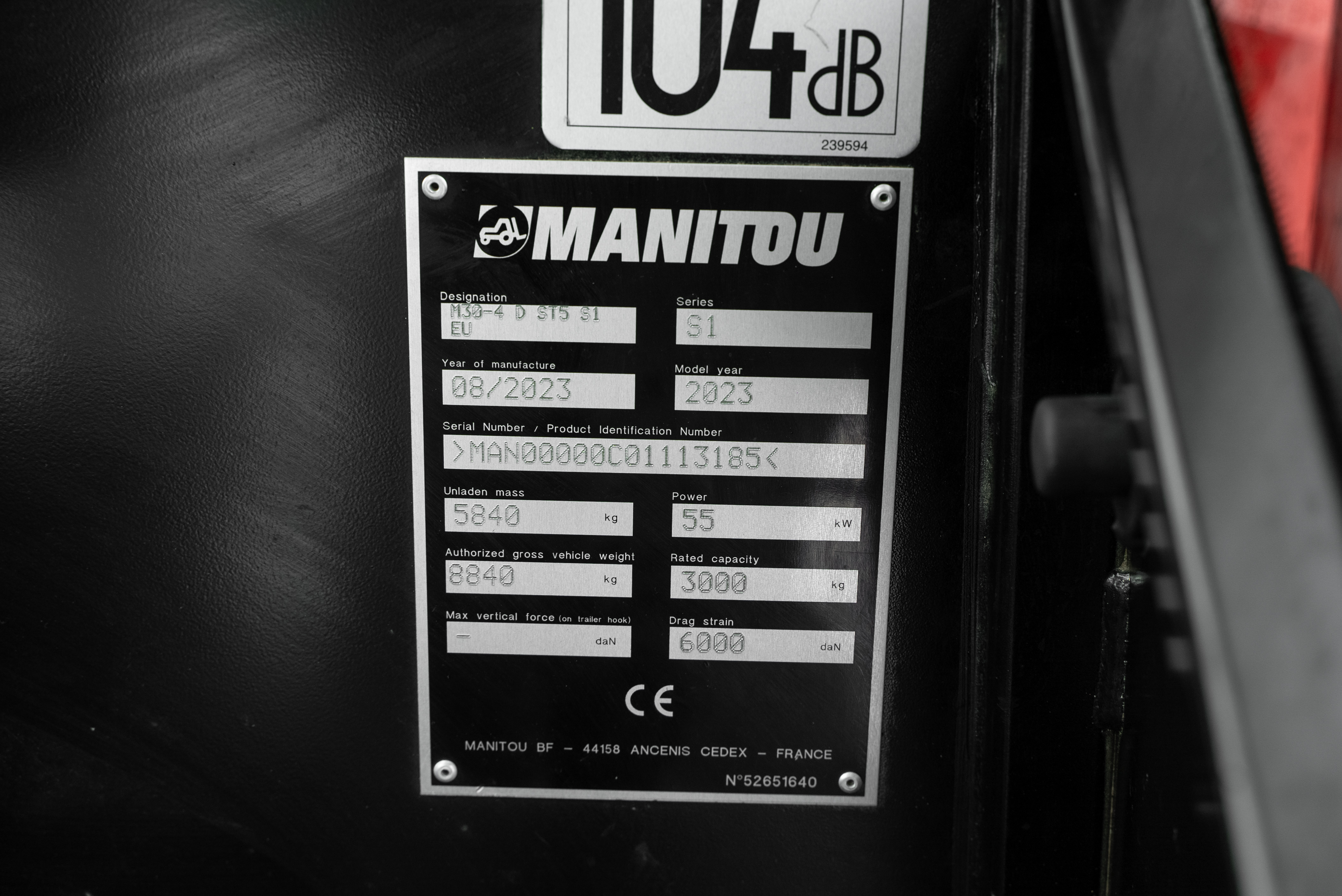Manitou - Heftrucks - M 30-4 D ST5 S1 - Typeplaat