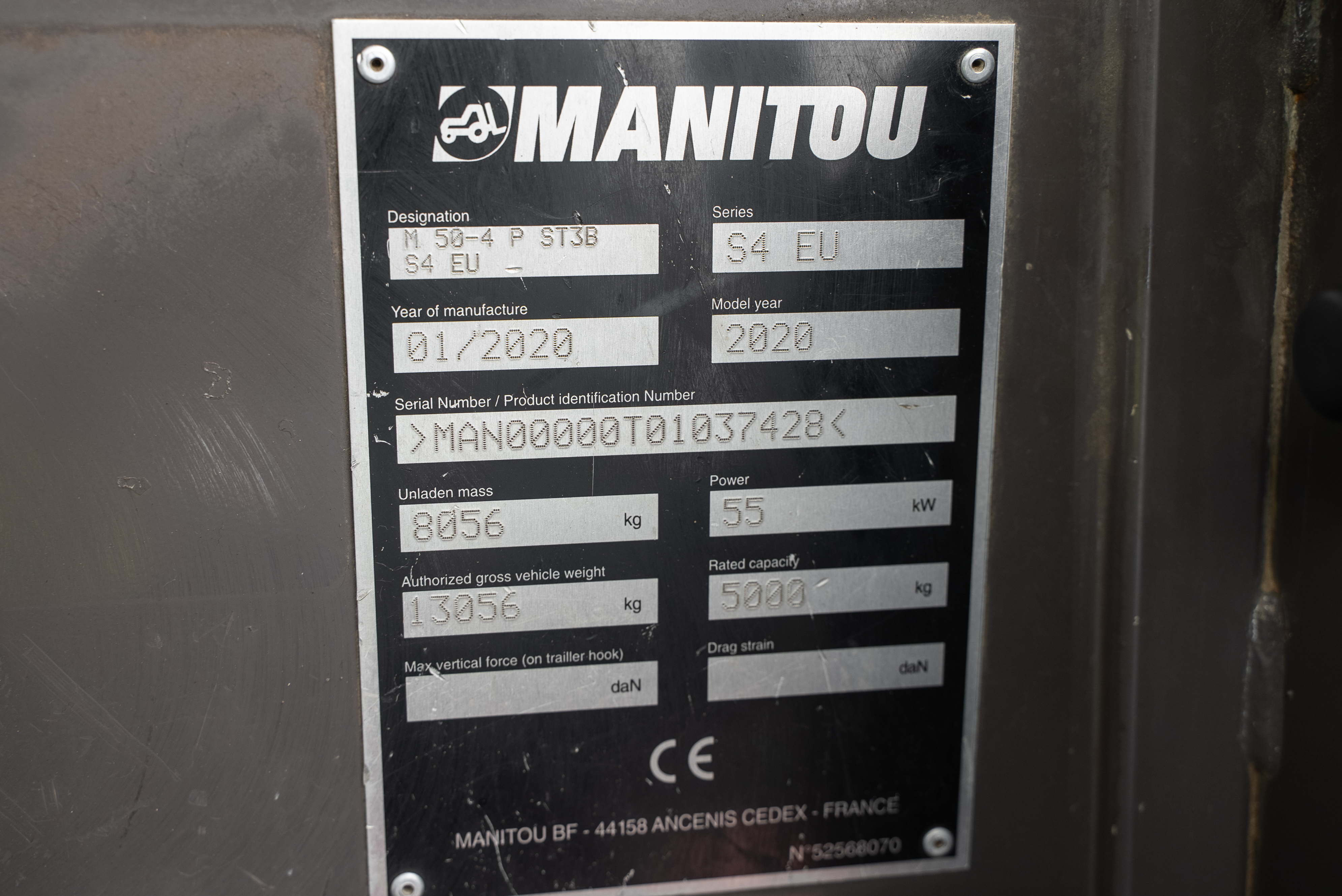 Manitou - Chariots élévateurs - M 50-4 P ST3B S4 - Plaque signalétique