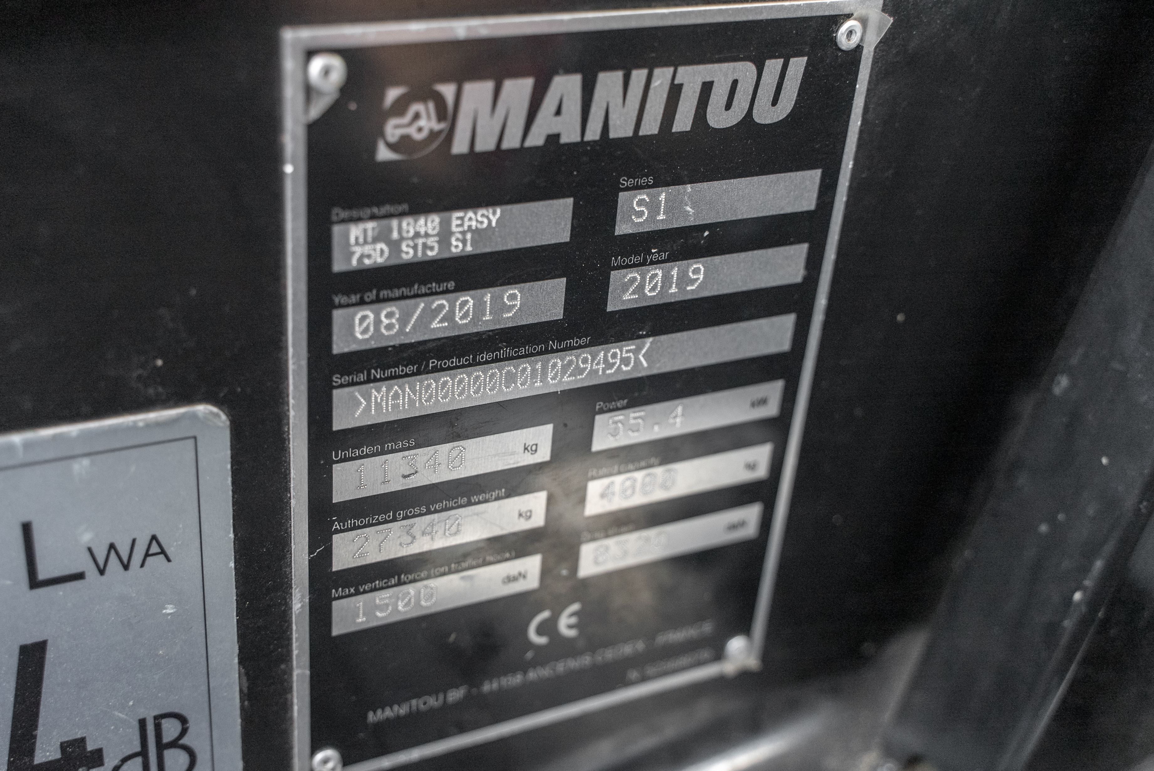 MT 1840 EASY 75D ST5 S1 - Identification plate